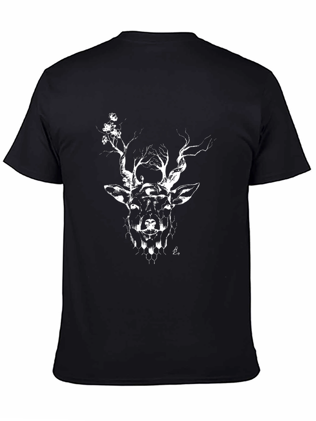 Black Deer Head Graphic Print Black T-Shirt view 4