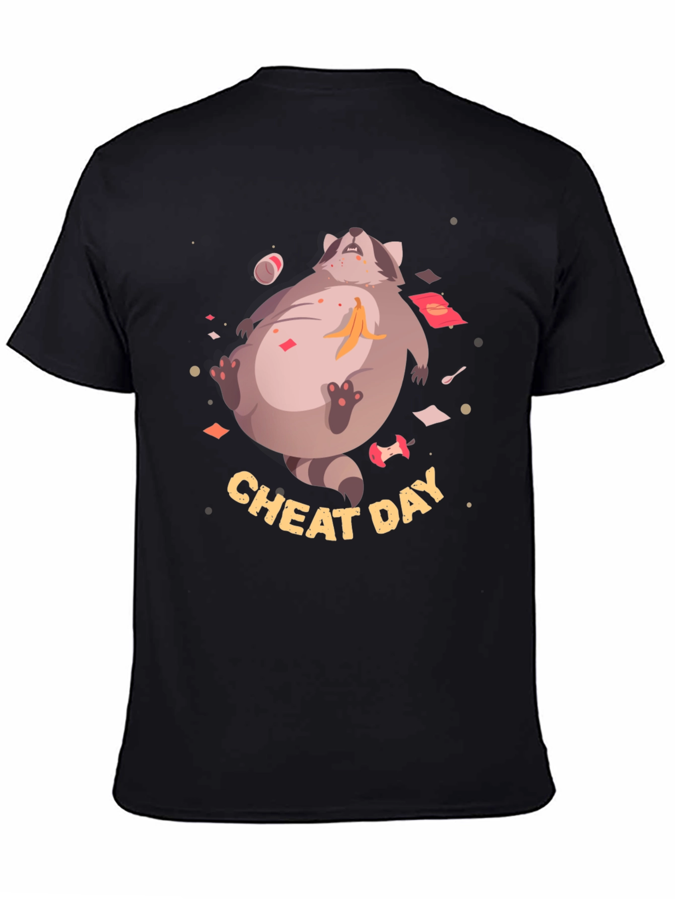 Black Cheat Day Racoon Graphic Tee view 4