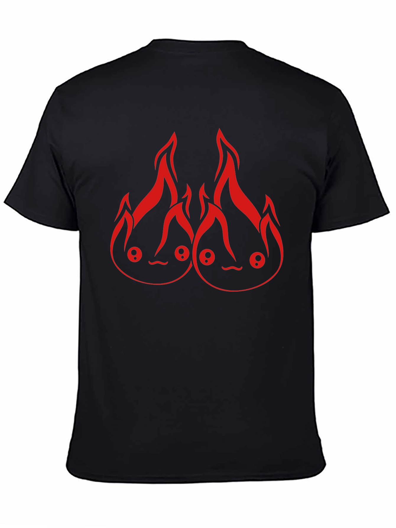 Black Calcifer Fire Spirit Graphic T-Shirt view 4