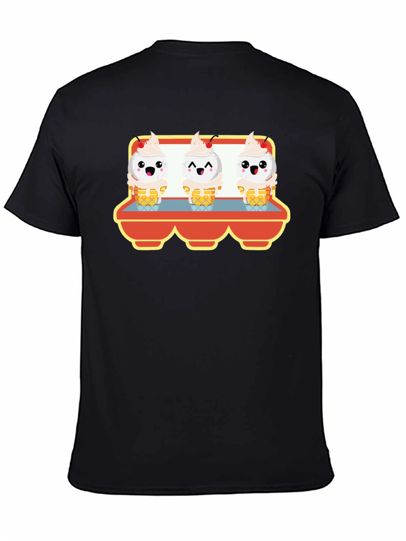 Black Cute Ice Cream Cone T-Shirt - Unique Graphic Tee view 4