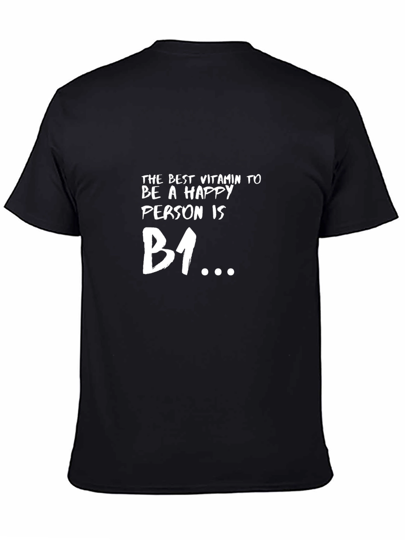 Black Happy Person B1 Funny Graphic Tee - Black view 4