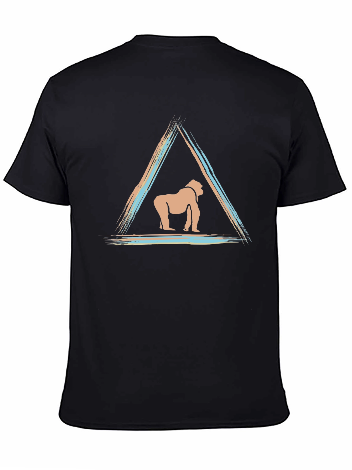 Black Geometric Gorilla Graphic Tee - Black Cotton Blend view 4