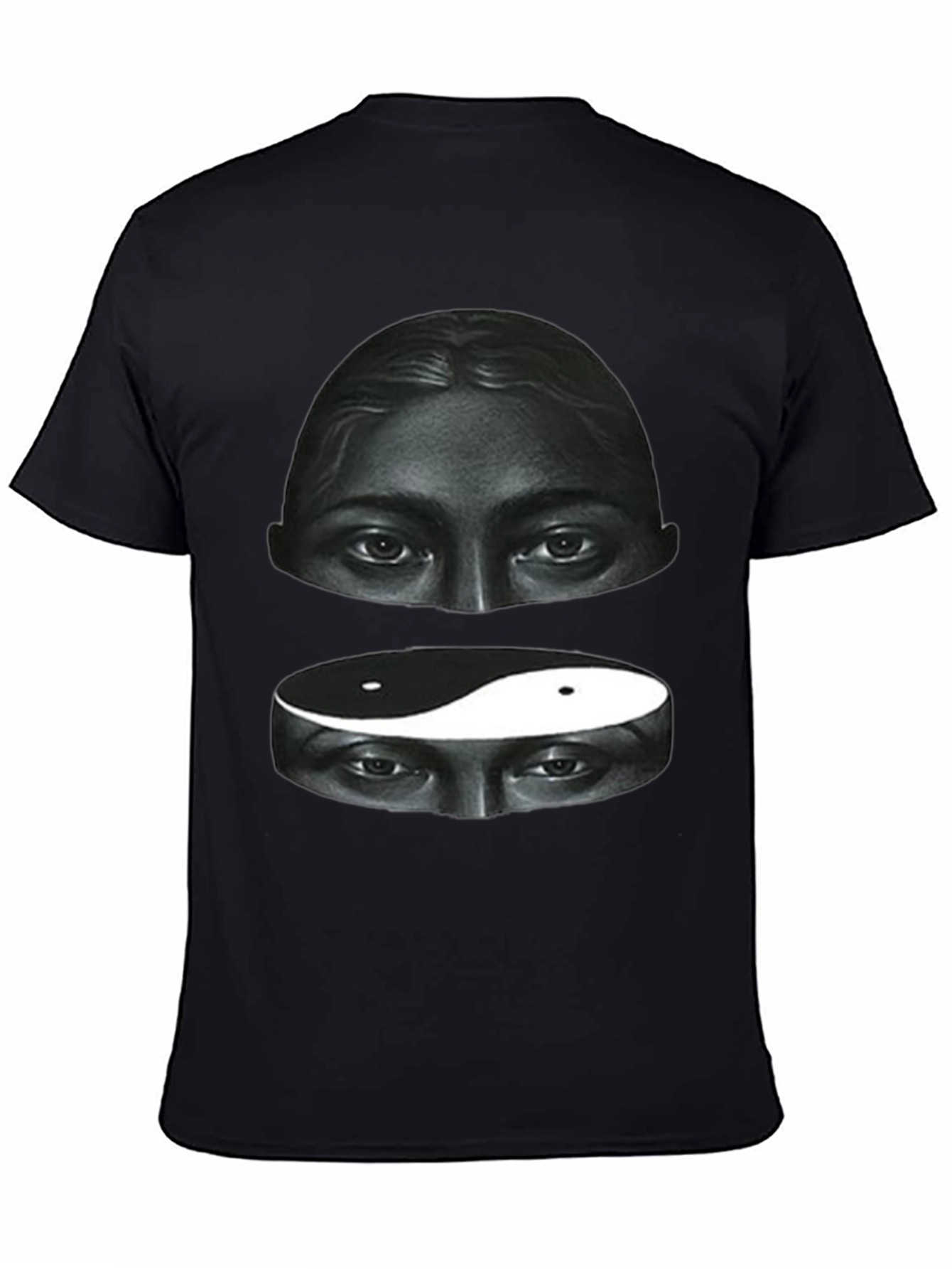 Black Yin Yang Eyes Graphic Tee - Soft Cotton Blend view 4