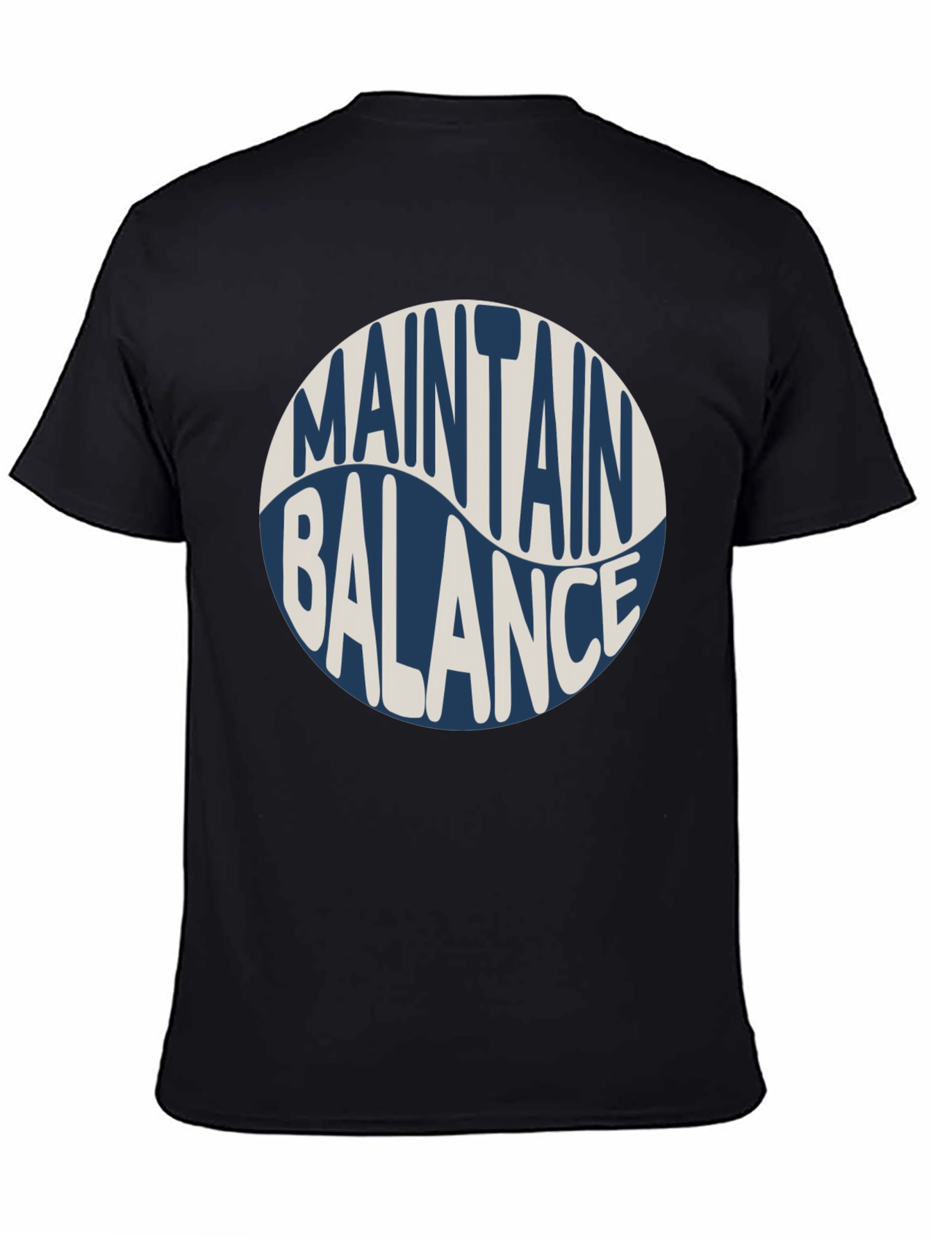 Black Maintain Balance Graphic Tee - Black Crew Neck Cotton Shirt view 4
