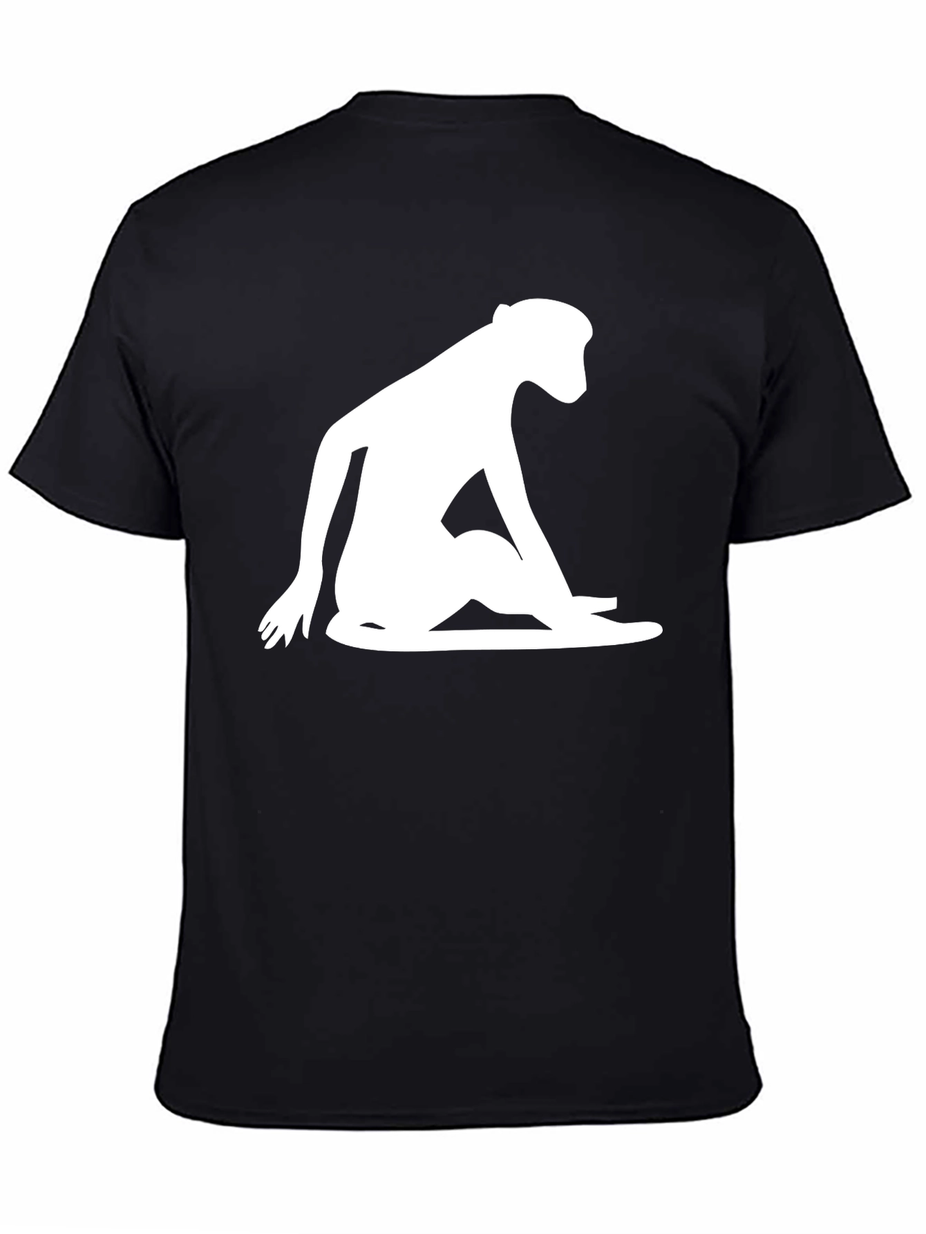 Black Modern Monkey Silhouette Graphic Tee - Black view 4