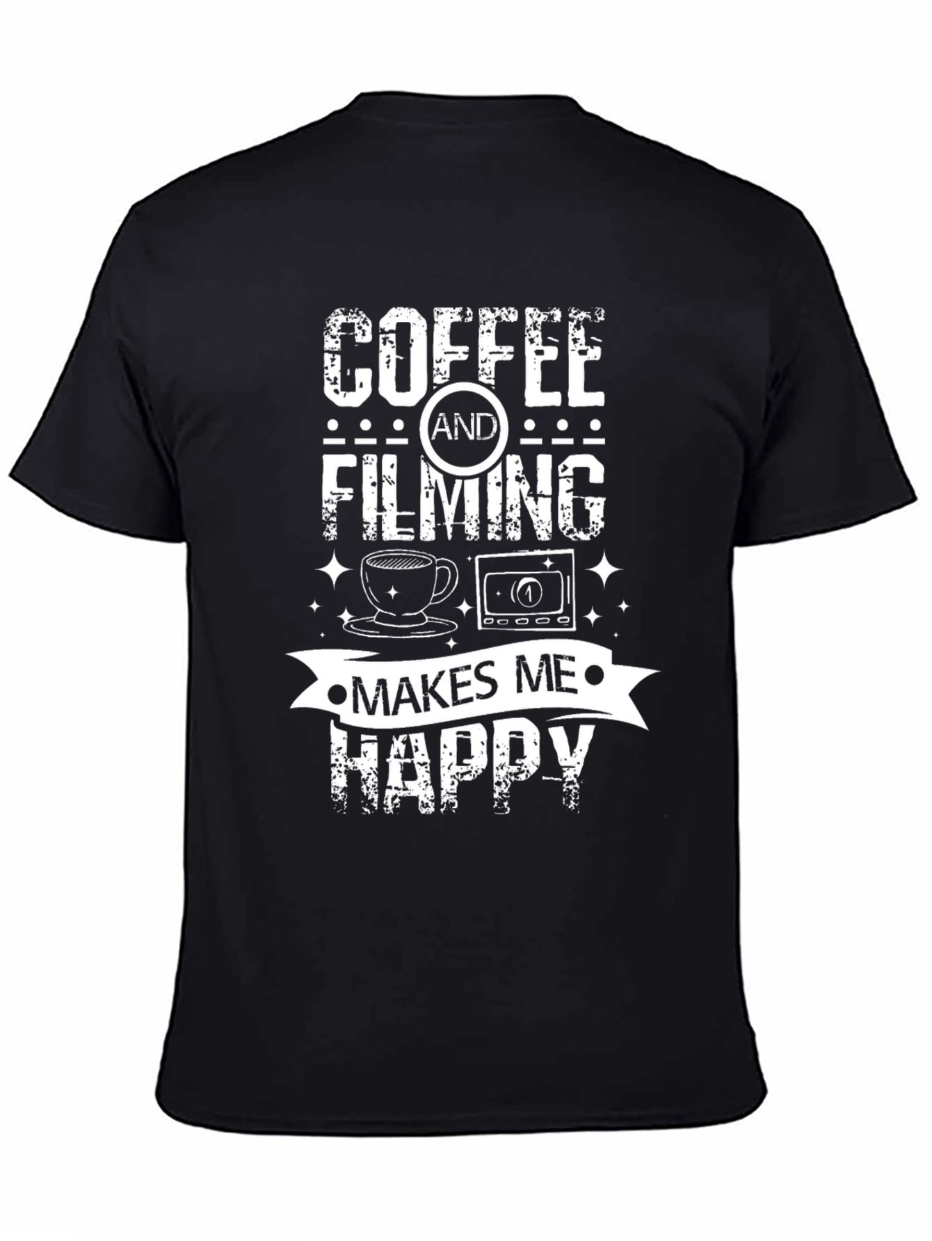 Black Coffee and Filming Makes Me Happy Graphic T-Shirt view 4