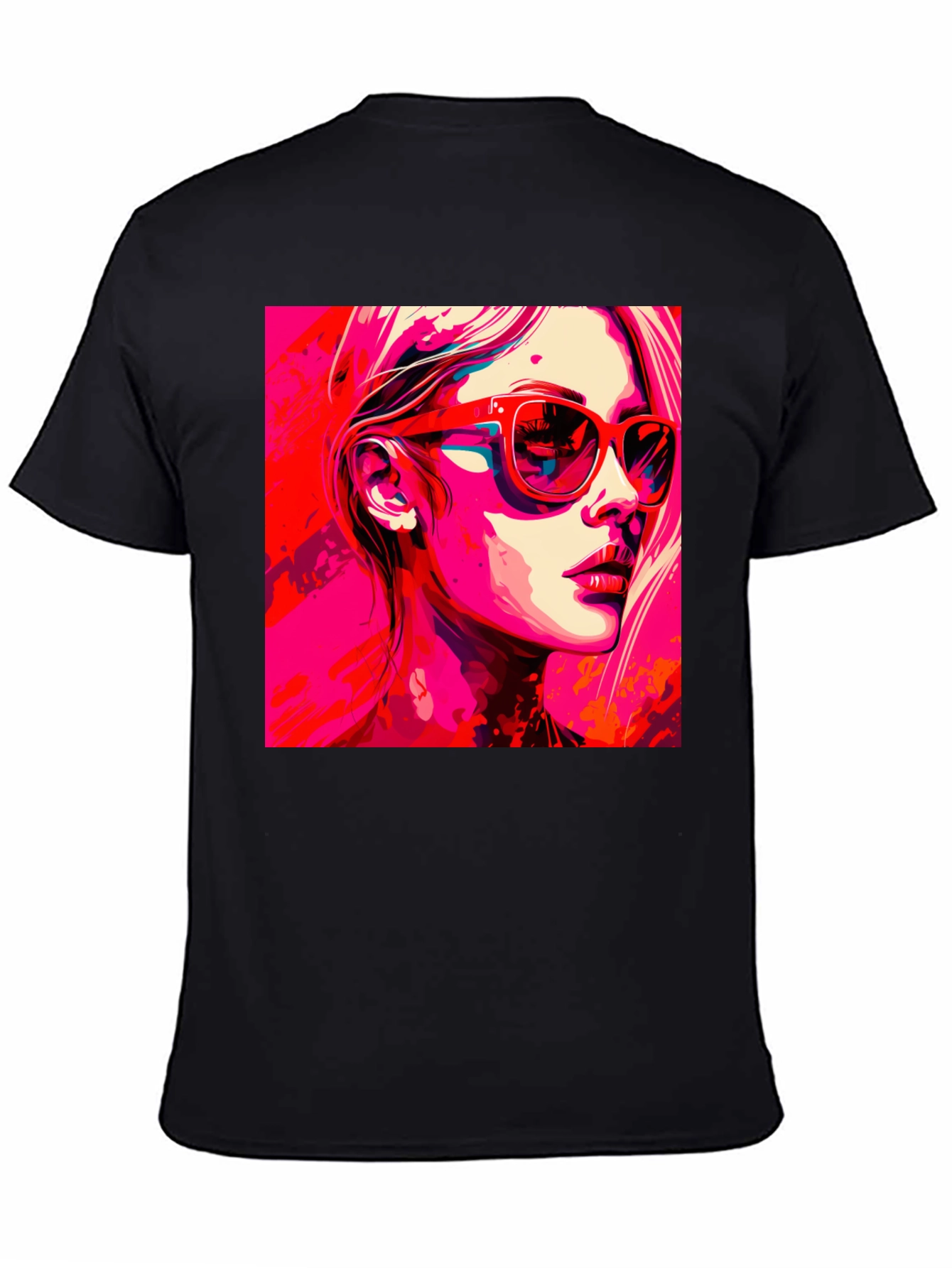 Black Stylish Pop Art Woman Graphic Black T-Shirt view 4