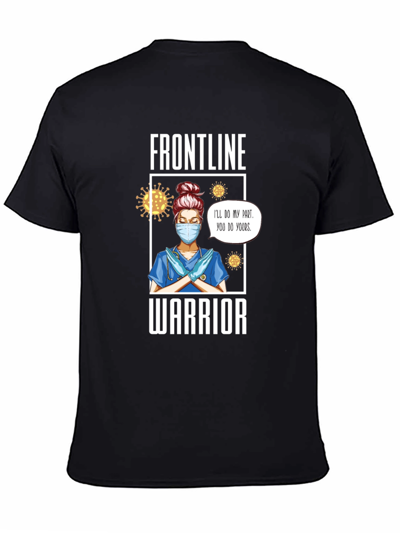 Black Frontline Warrior Nurse T-Shirt - Unisex view 4