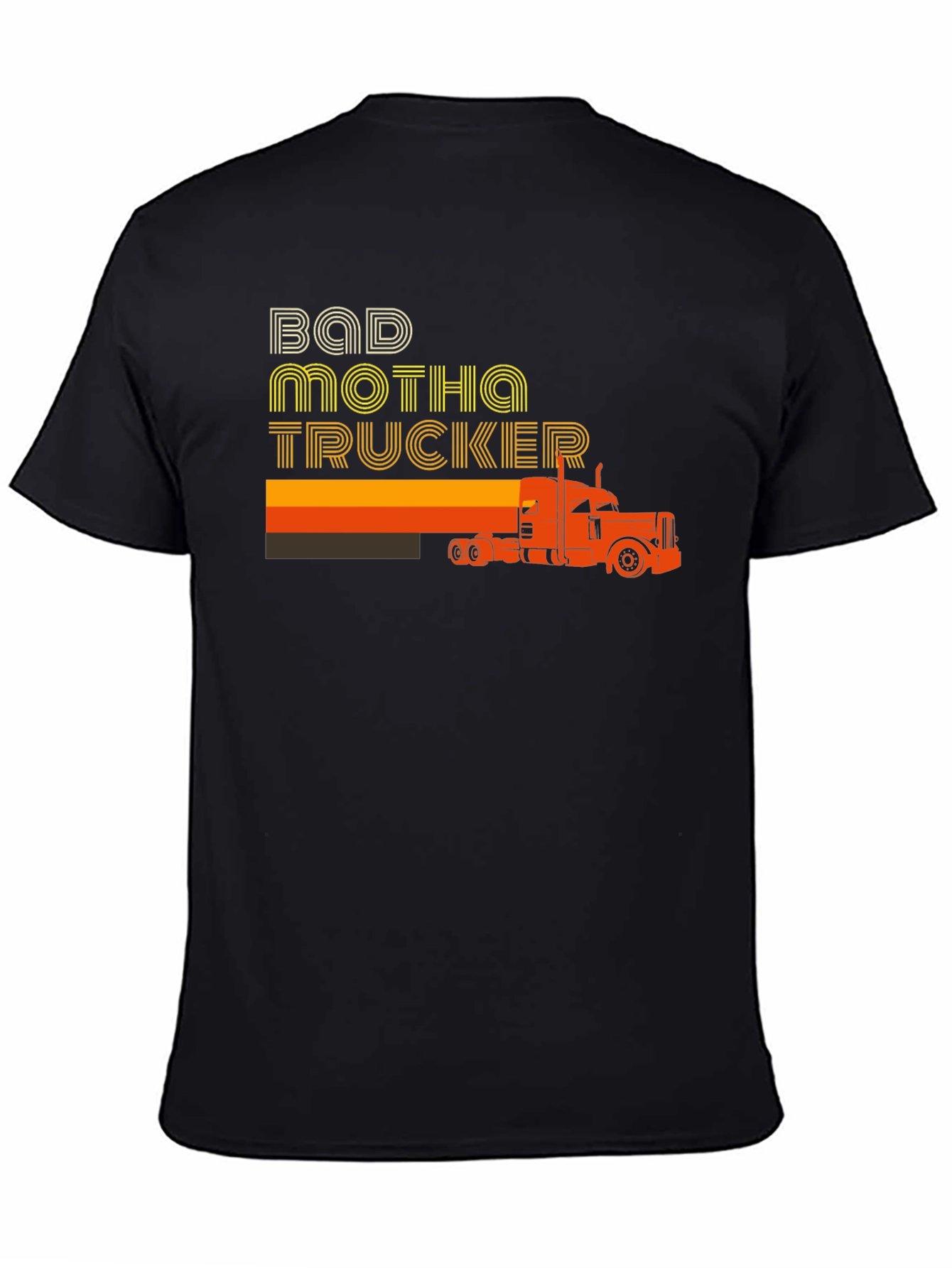 Black Bad Motha Trucker Graphic T-Shirt - Retro Style view 4