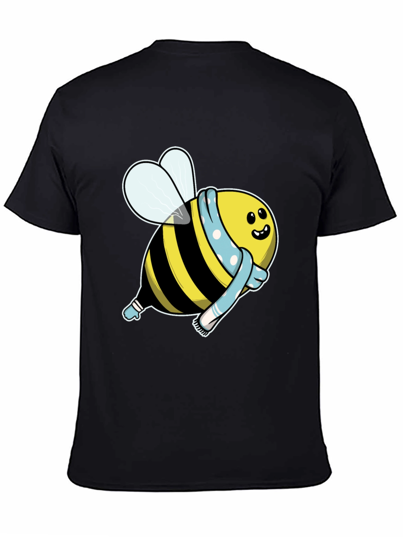 Black Cute Cartoon Bee T-Shirt - Black Cotton Blend view 4
