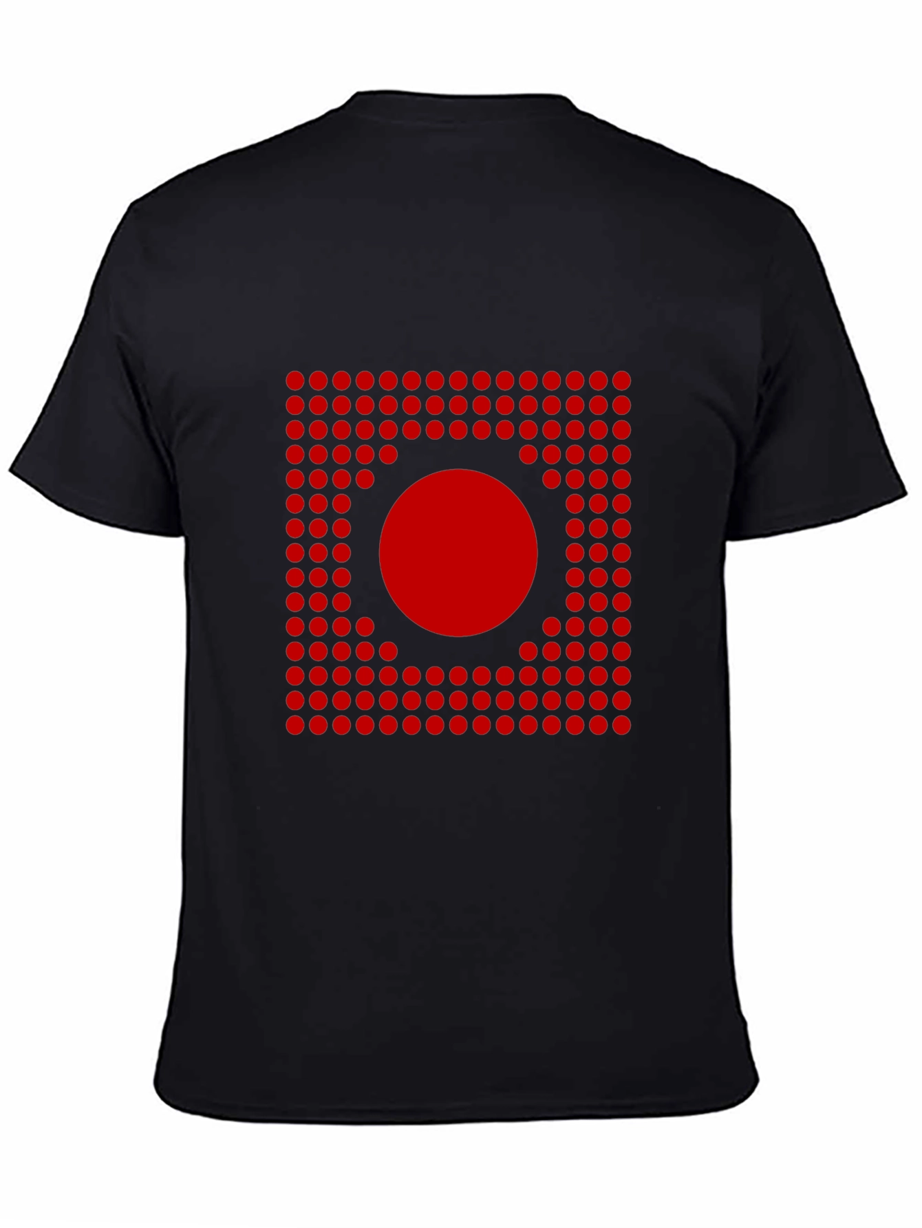 Black Geometric Red Dot Pattern T-Shirt view 4