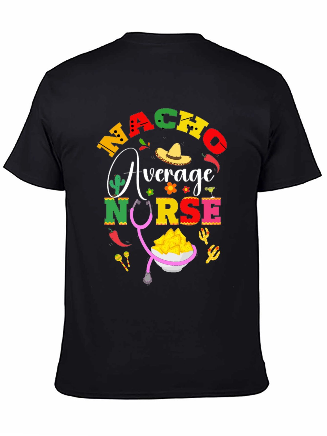 Black Nacho Average Nurse T-Shirt - Black Cotton Tee view 4