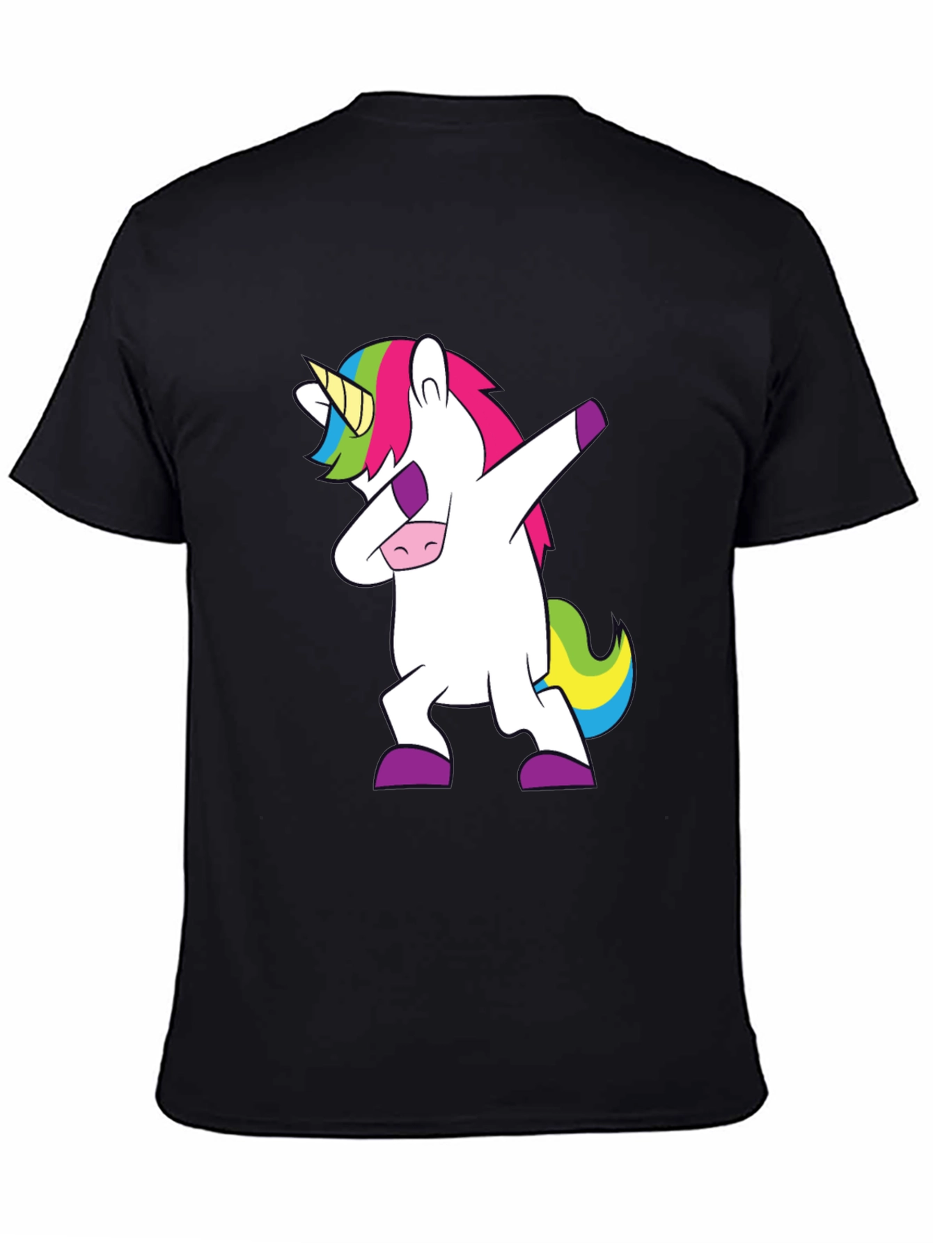 Black Dabbing Unicorn Graphic Tee - Black view 4