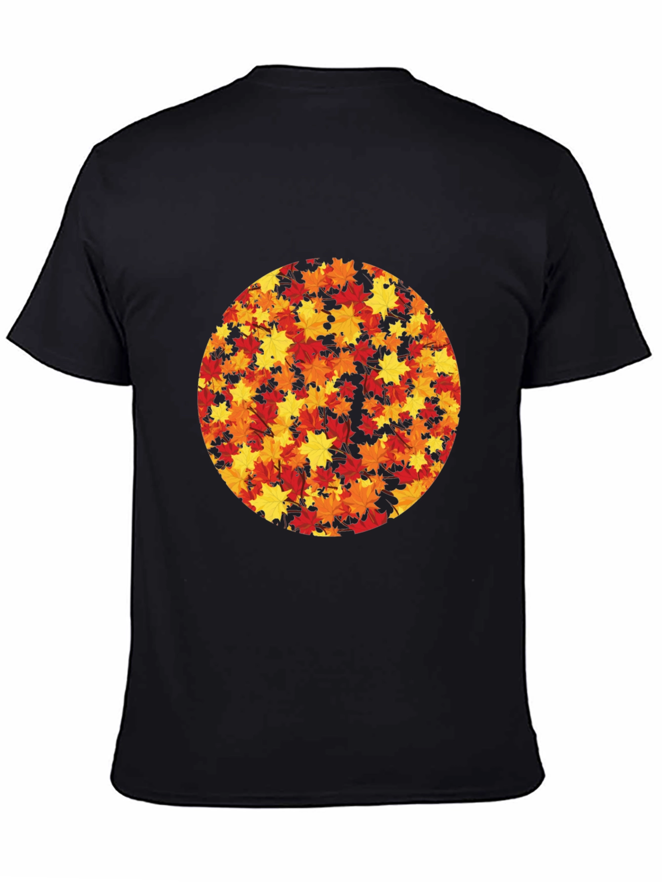 Black Autumn Leaves Graphic T-Shirt view 4