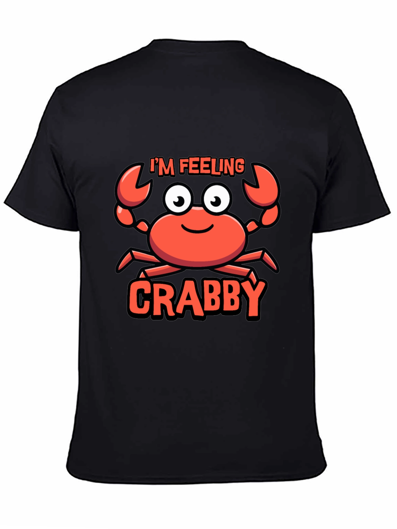 Black I'm Feeling Crabby T-Shirt - Funny Cartoon Crab Tee view 4