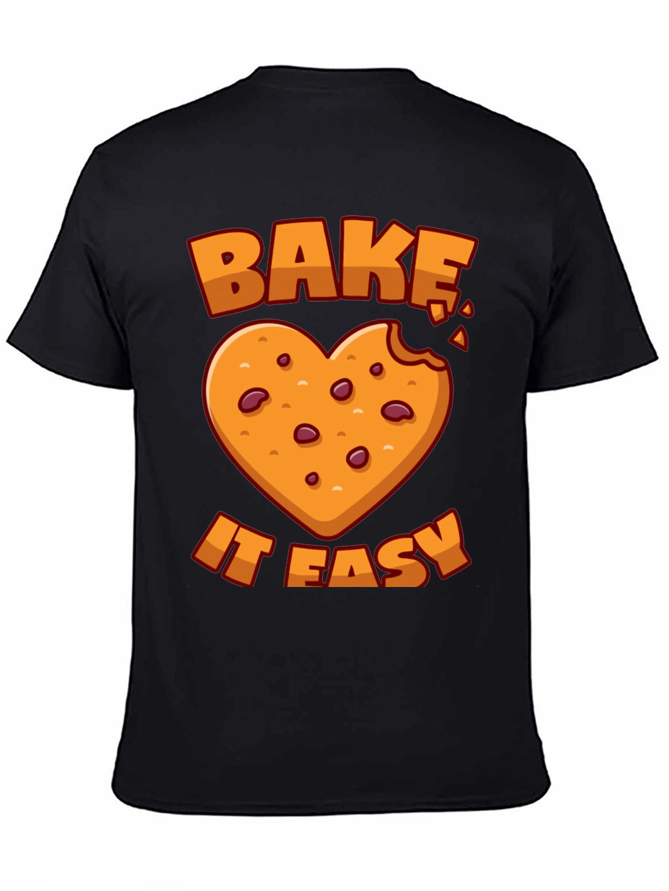 Black Bake It Easy T-Shirt Cookie Heart Graphic Tee view 4