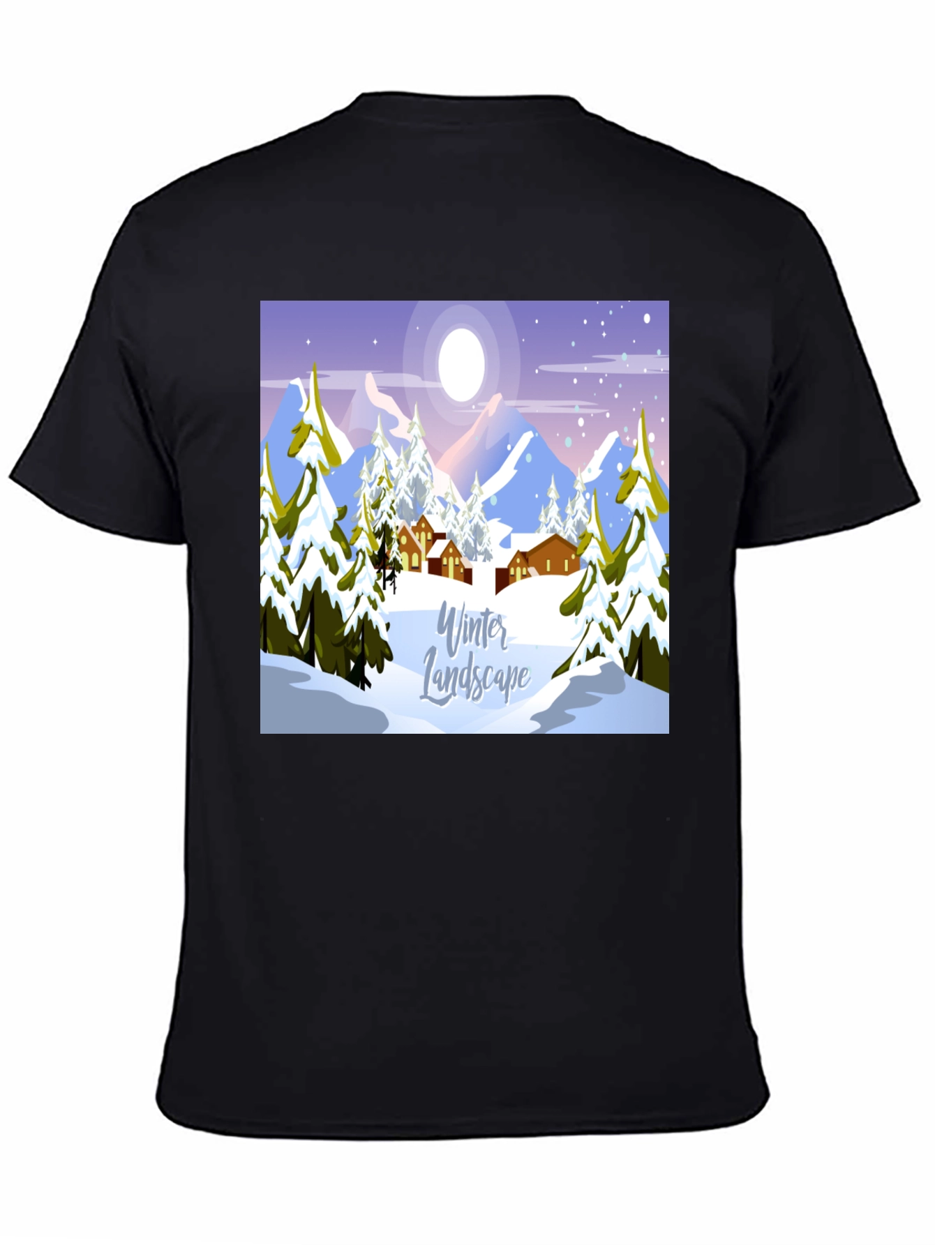 Black Winter Landscape Graphic Tee - Black view 4