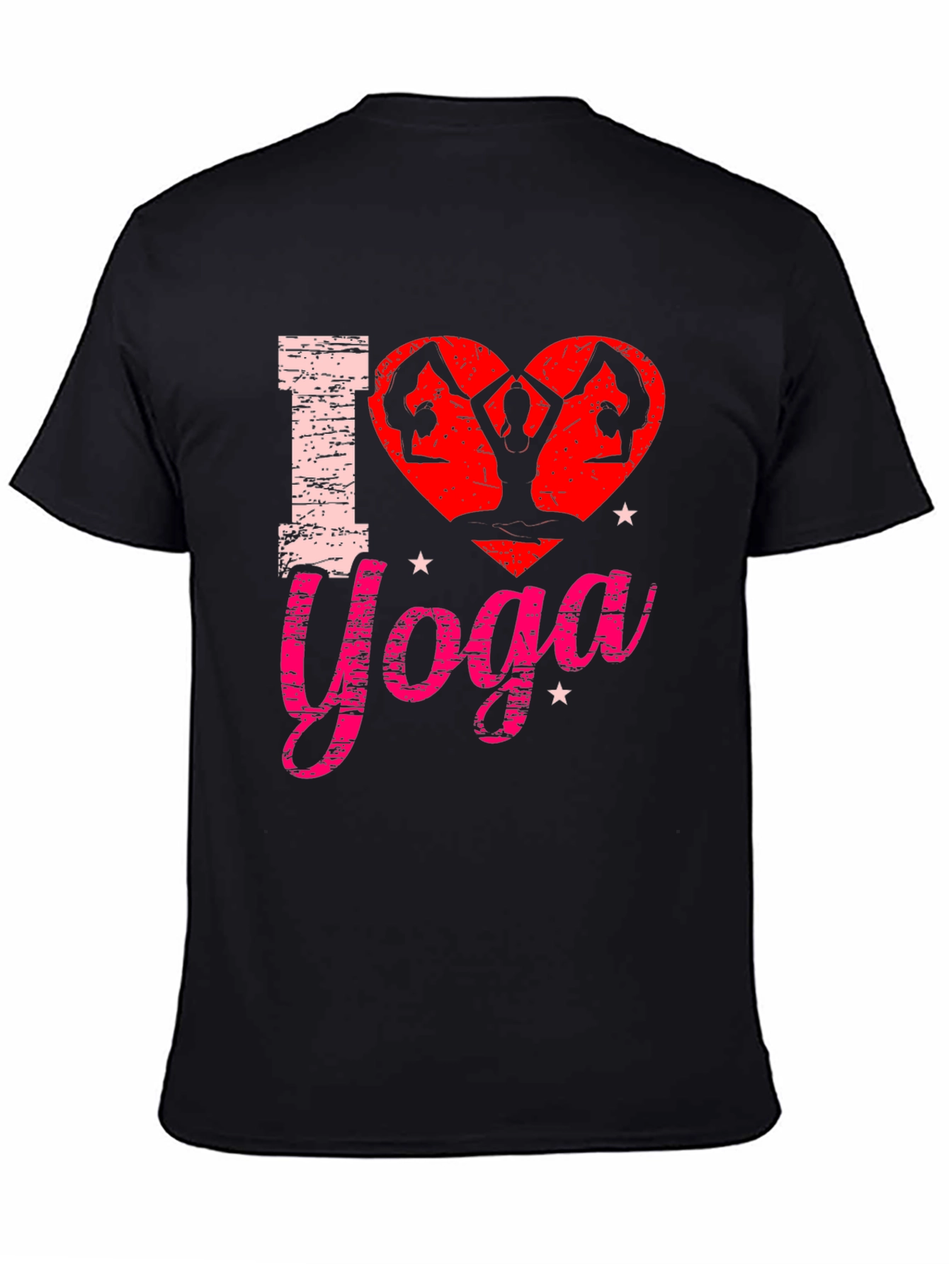 Black I Love Yoga Graphic Tee Shirt - Black Cotton Blend view 4