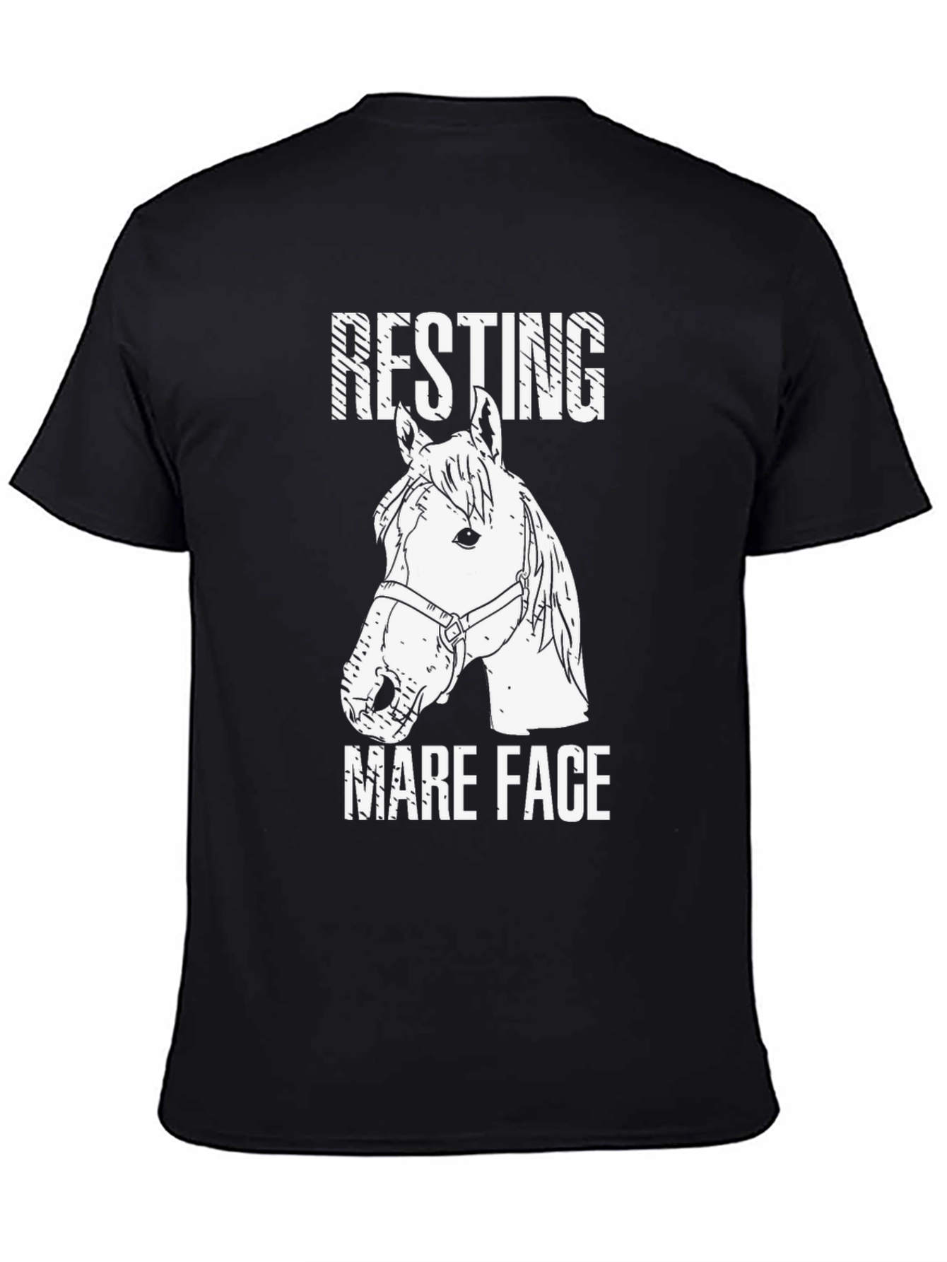 Black Resting Mare Face T-Shirt - Horse Lover Tee view 4