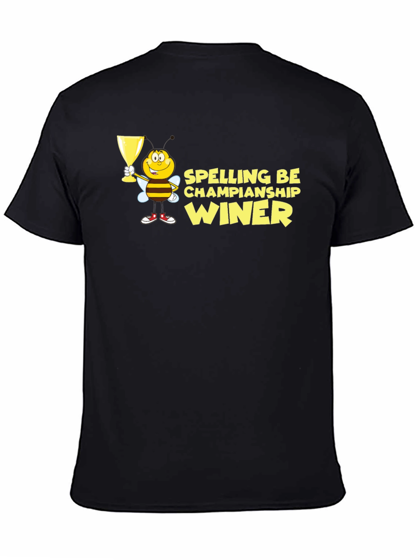 Black Spelling Bee Champion Winner Black T-Shirt view 4