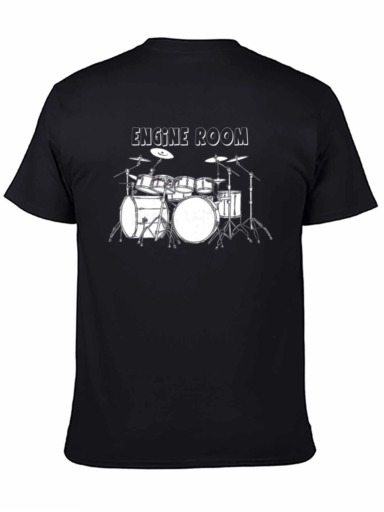 Black Engine Room Drum Set Graphic T-Shirt view 4