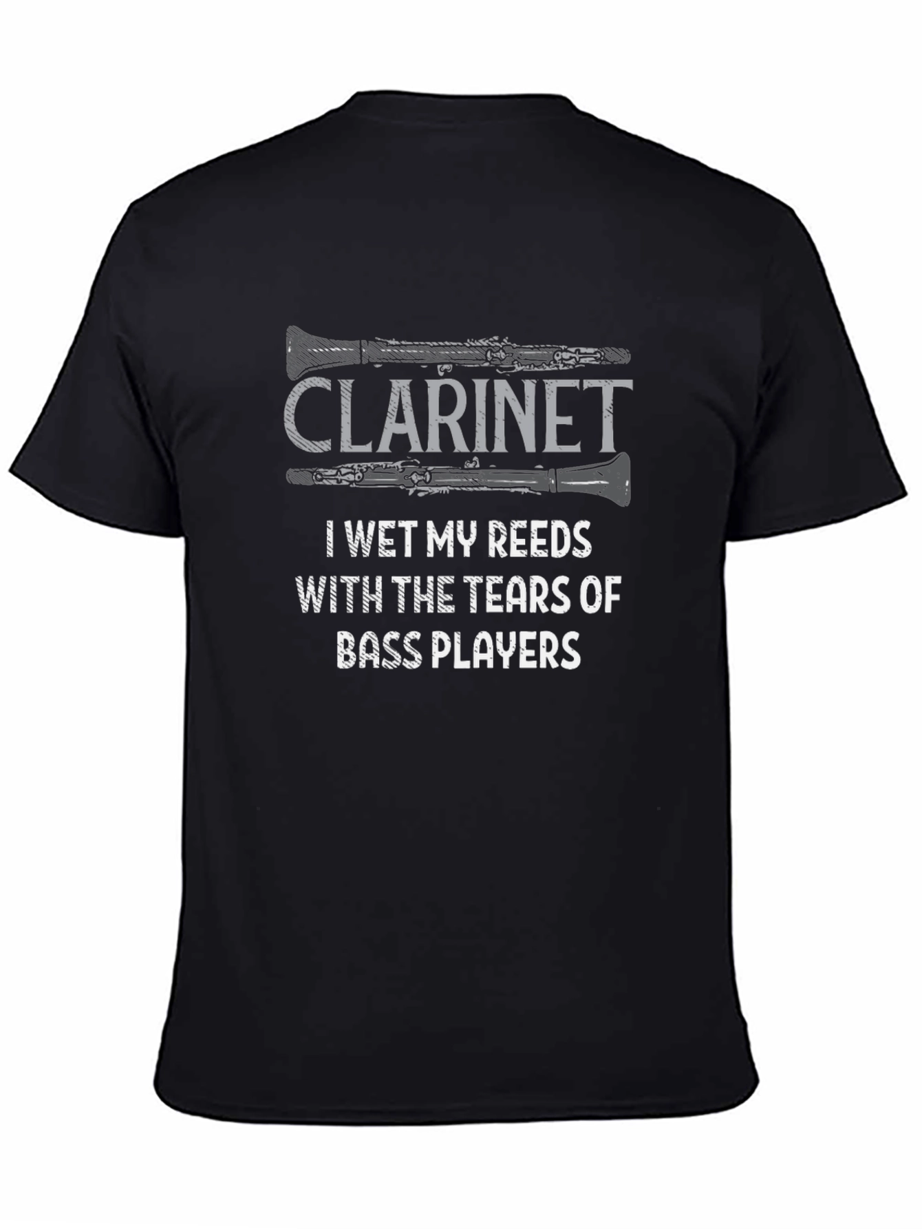 Black Clarinet Tears of Bass Players Humor Graphic Tee view 4