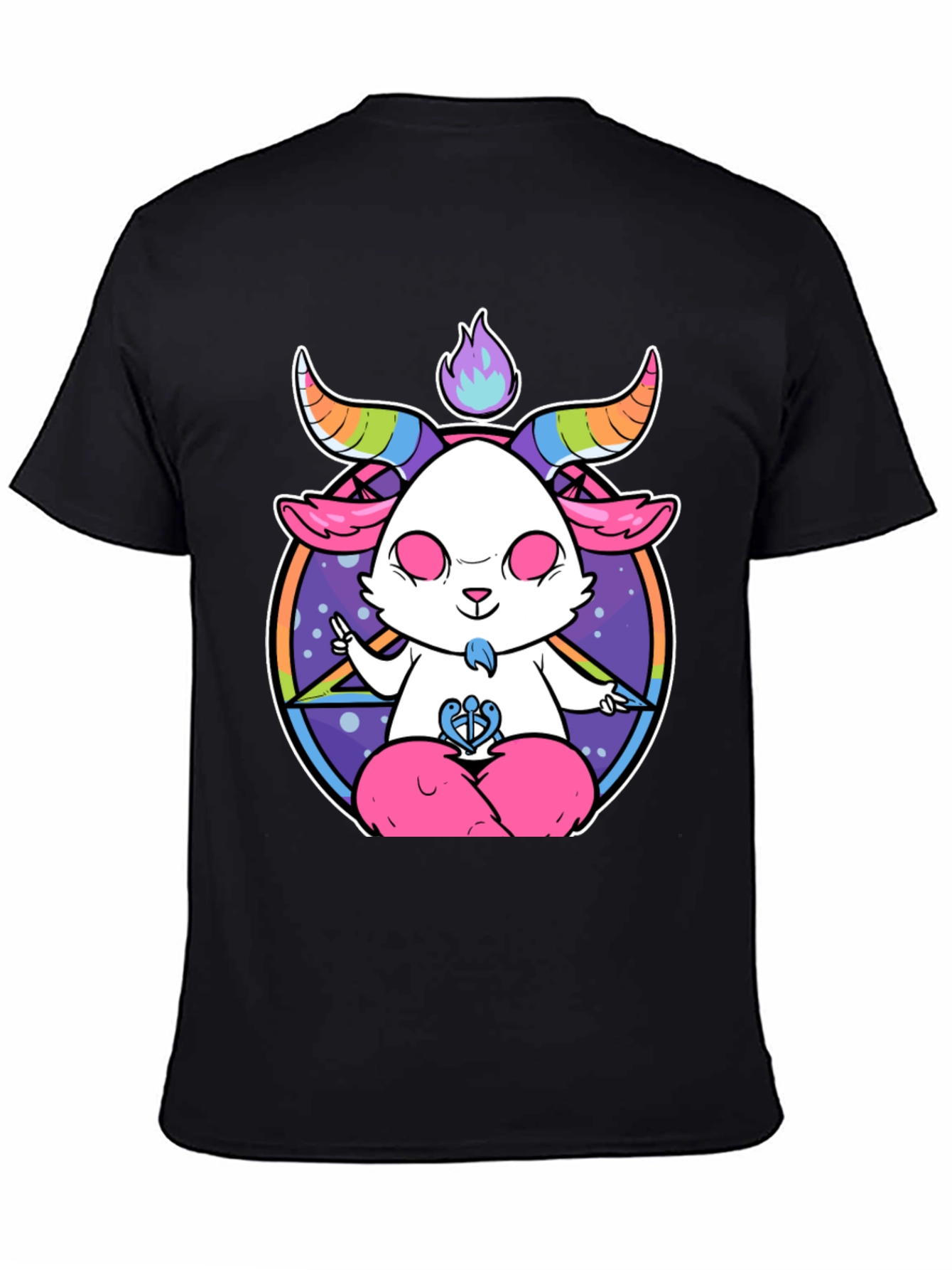 Black Meditating Pastel Goat T-Shirt view 4
