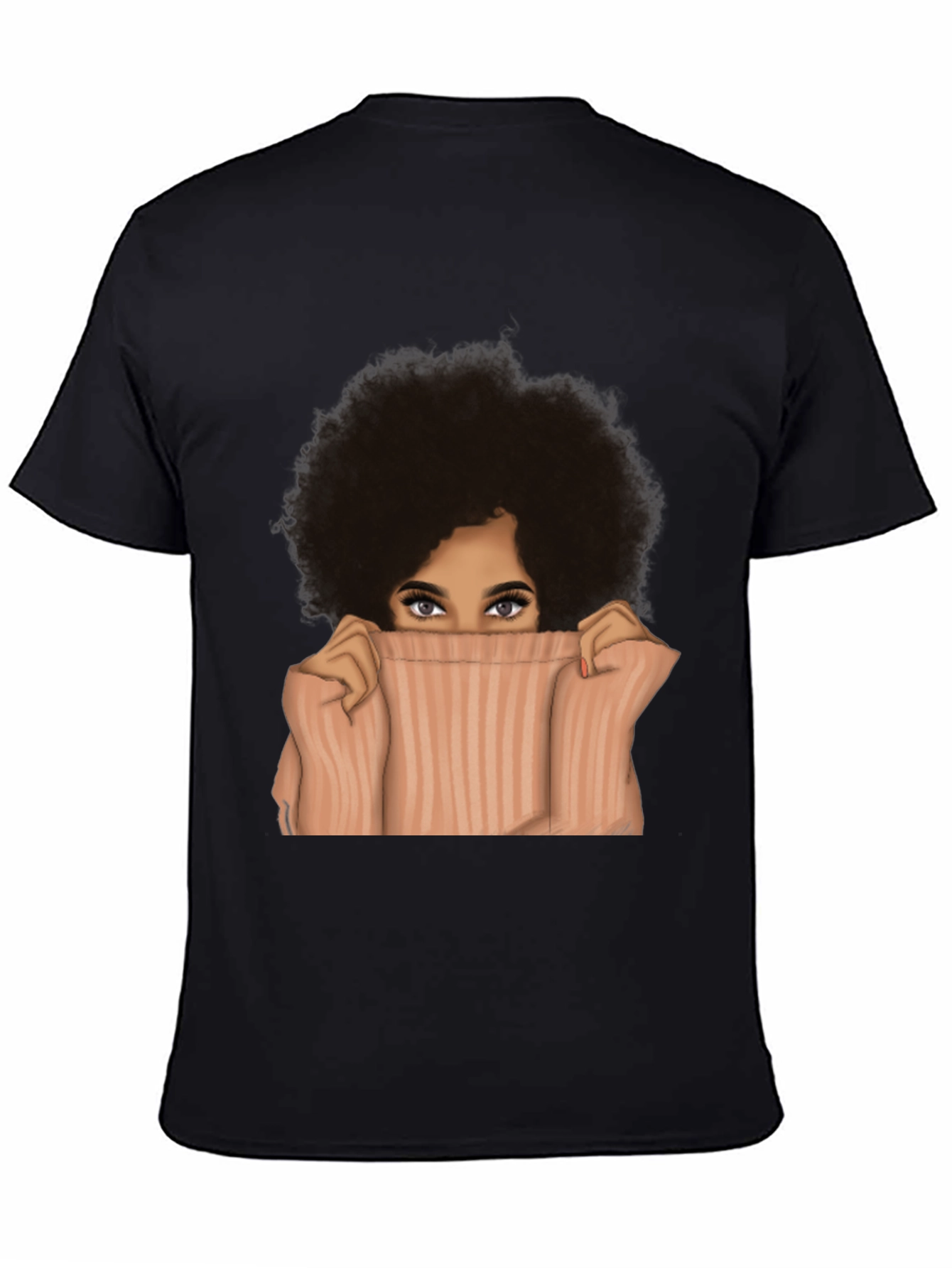 Black Afro Woman Peek-a-Boo Graphic Tee - Unisex view 4