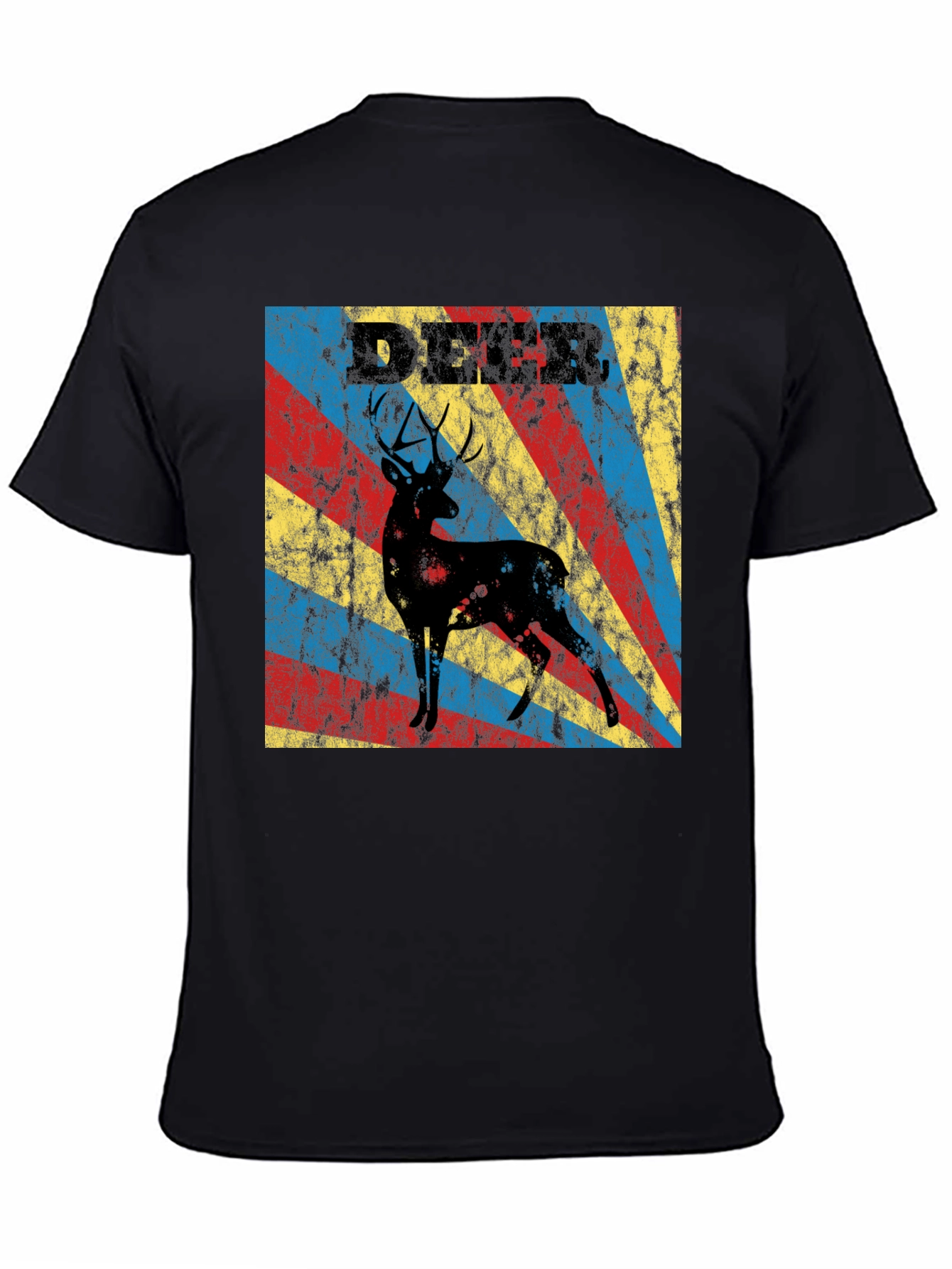 Black Vintage Deer Graphic T-Shirt - Retro Style Tee view 4