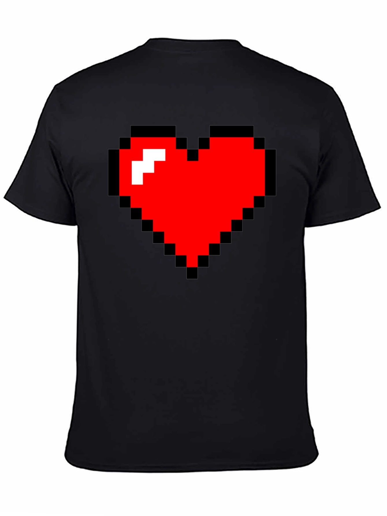 Black Pixel Heart Black Tee - Gamer Style view 4