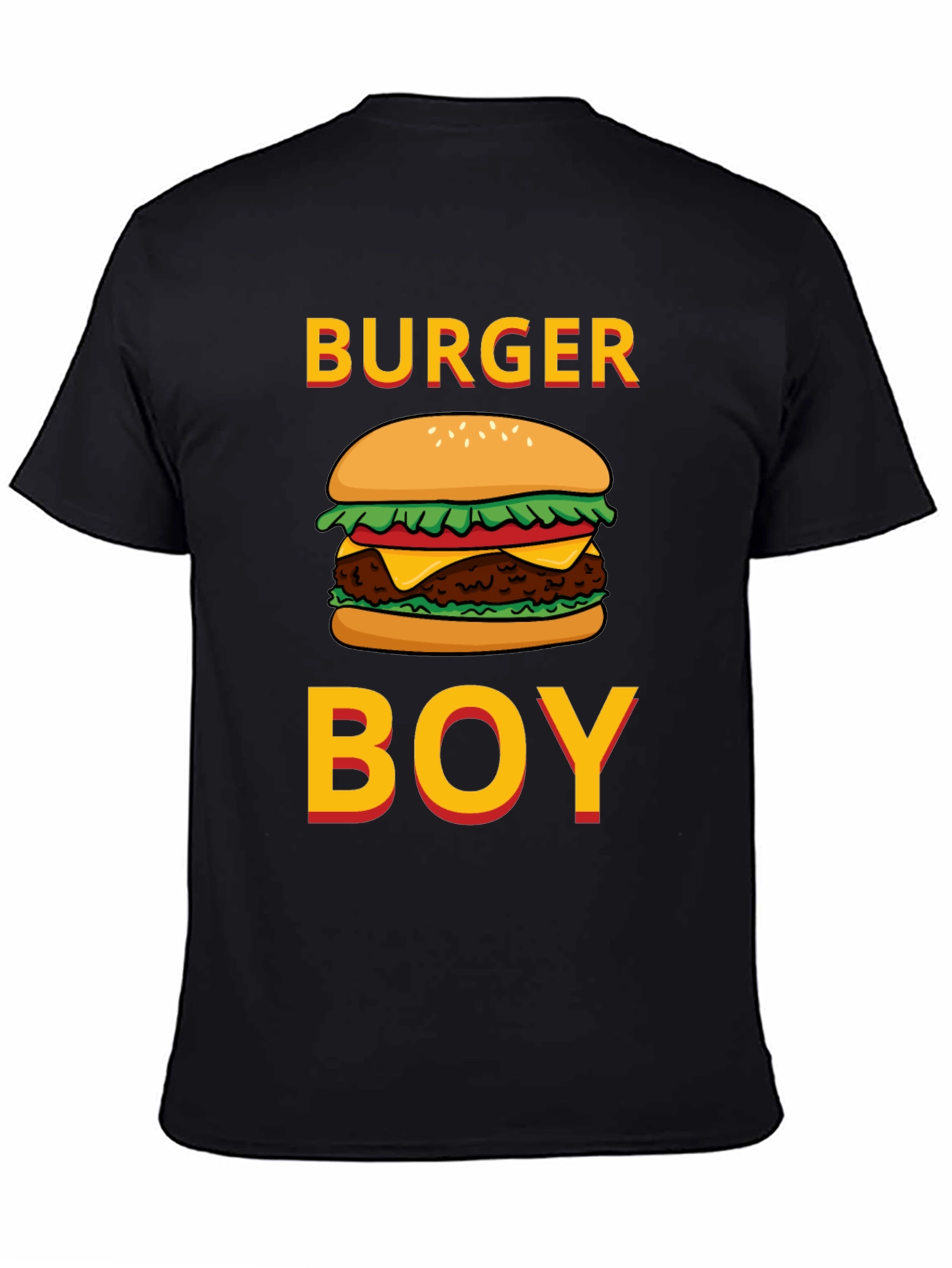 Black Burger Boy Graphic Tee - Foodie Humor T-Shirt view 4