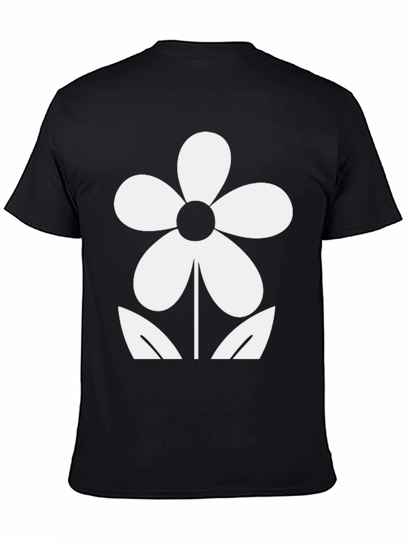 Black Black T-Shirt with White Flower Graphic view 4