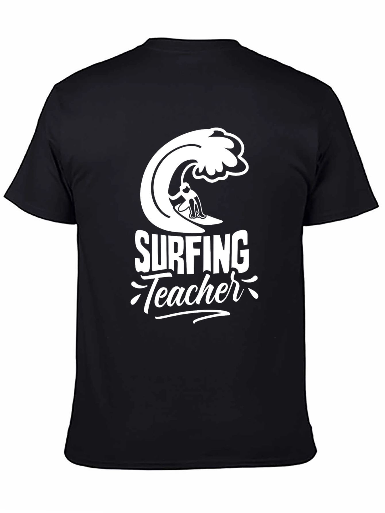 Black Surfing Teacher Graphic T-Shirt - Black view 4