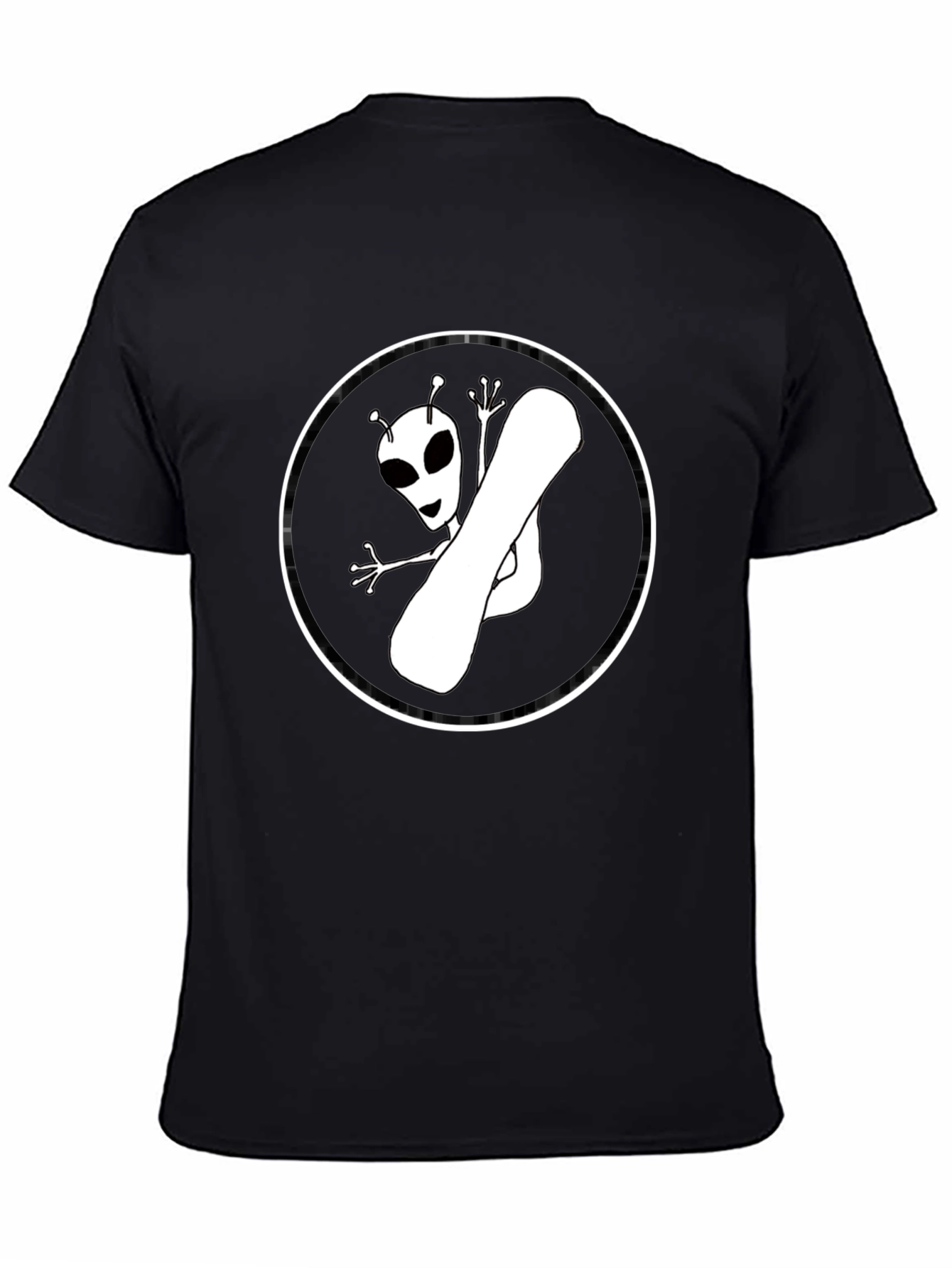 Black Alien Snowboarder Graphic Tee - Black Cotton T-Shirt view 4
