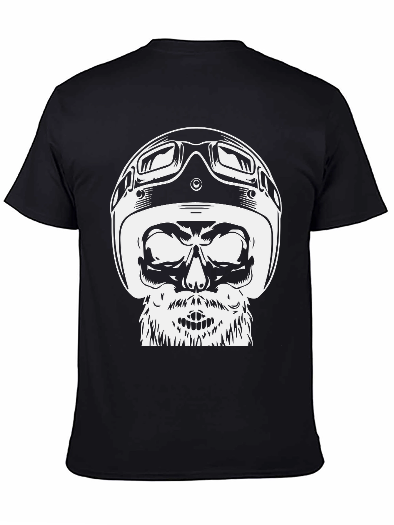 Black Skull Helmet Graphic Tee - Black Cotton T-Shirt view 4