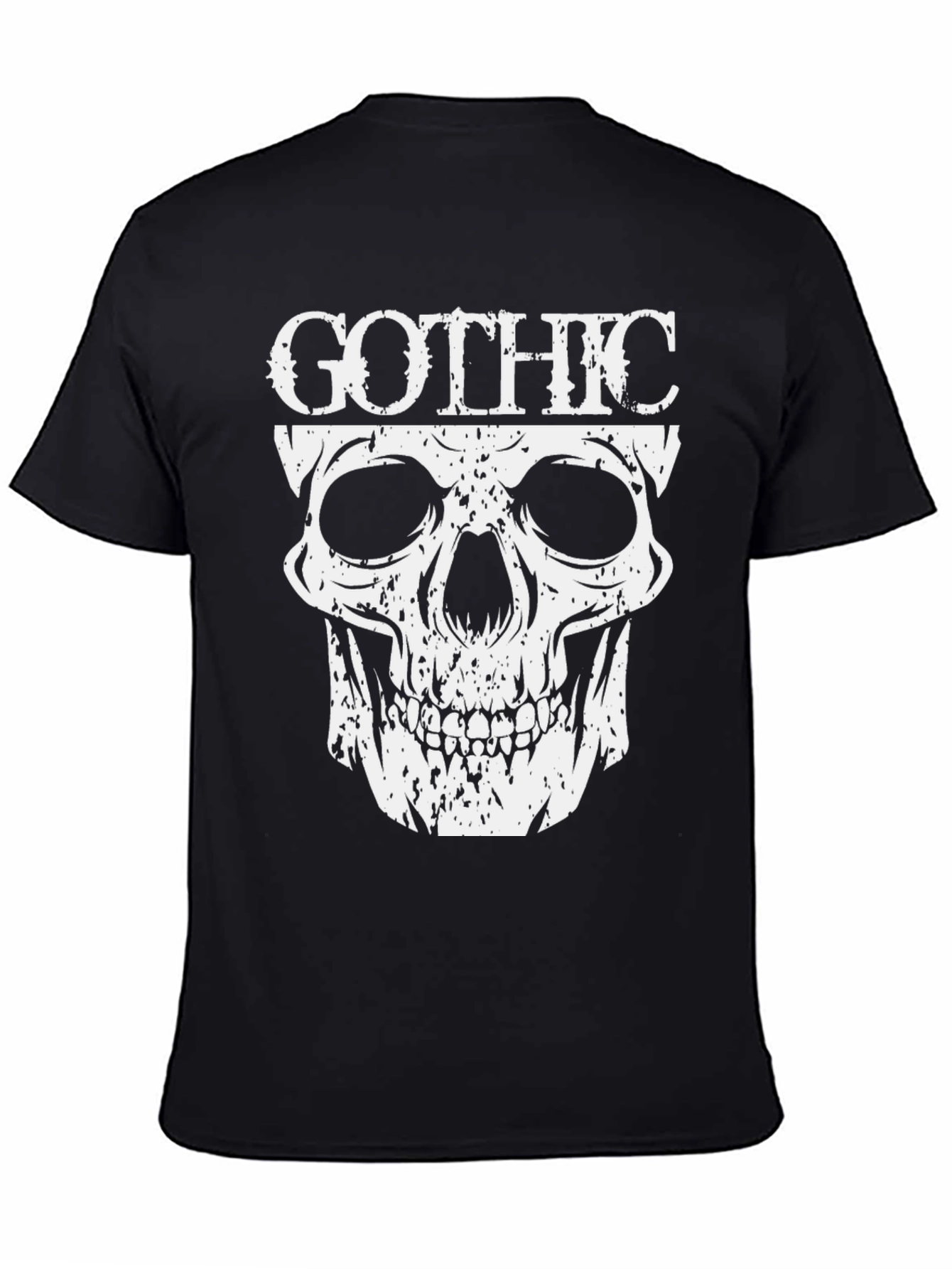 Black Gothic Skull Graphic T-Shirt - Dark Fashion view 4