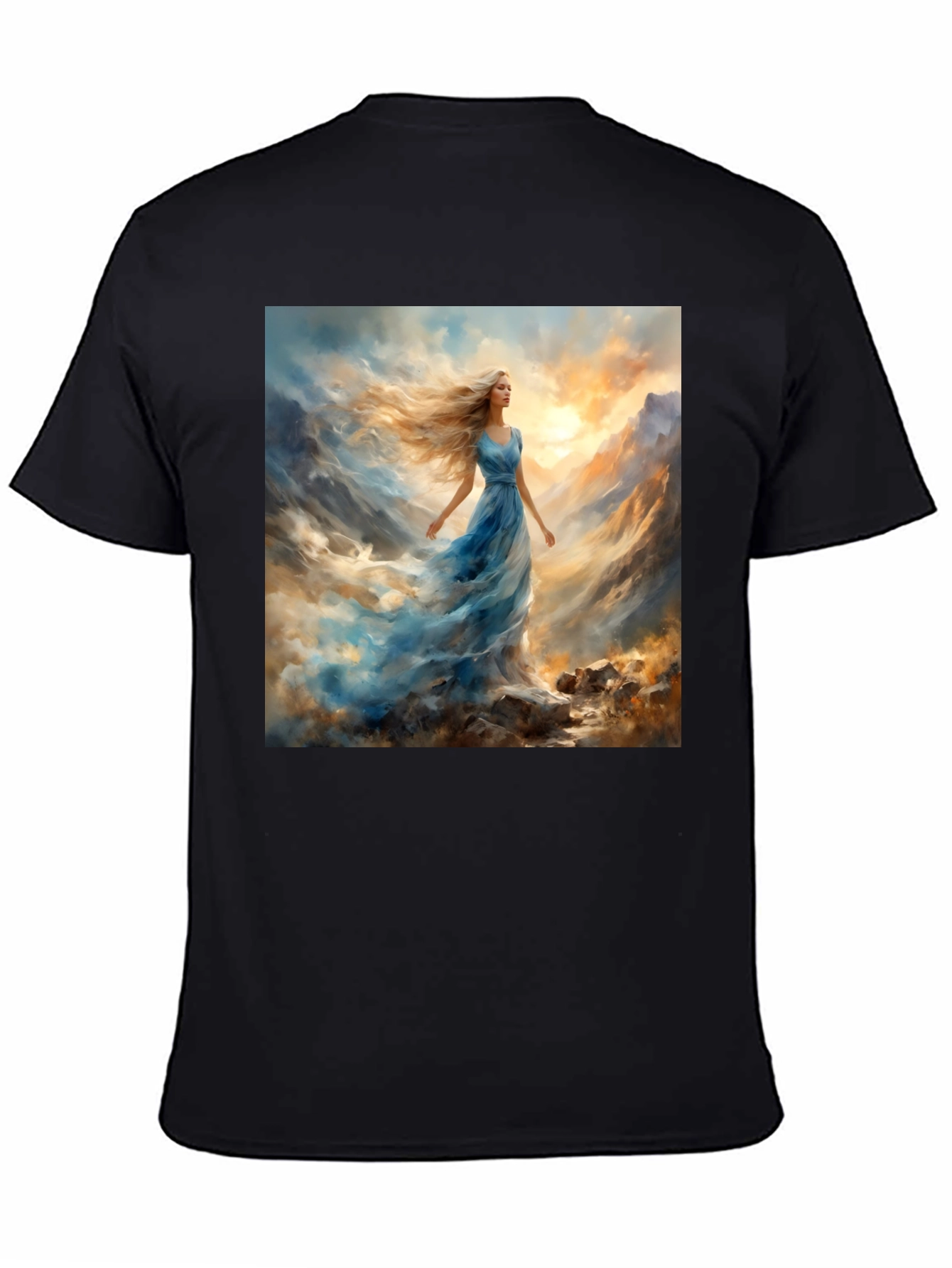 Black Woman in Blue Dress T-Shirt view 4