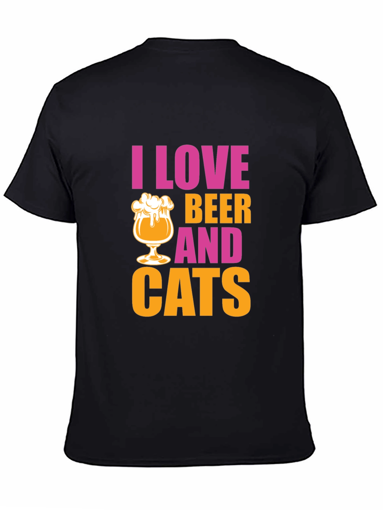 Black I Love Beer and Cats Graphic T-Shirt view 4