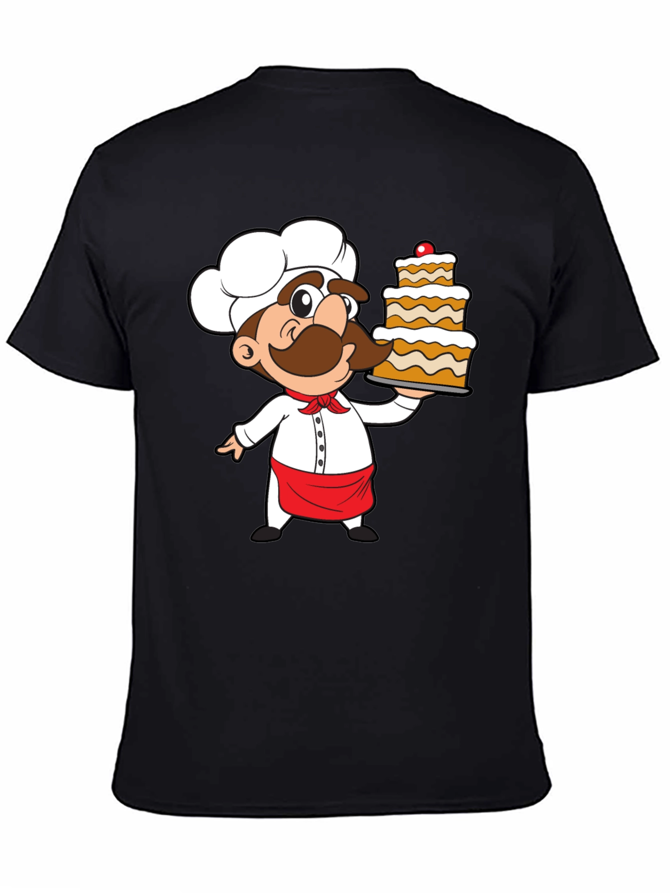 Black Chef Cartoon Graphic Print T-Shirt view 4