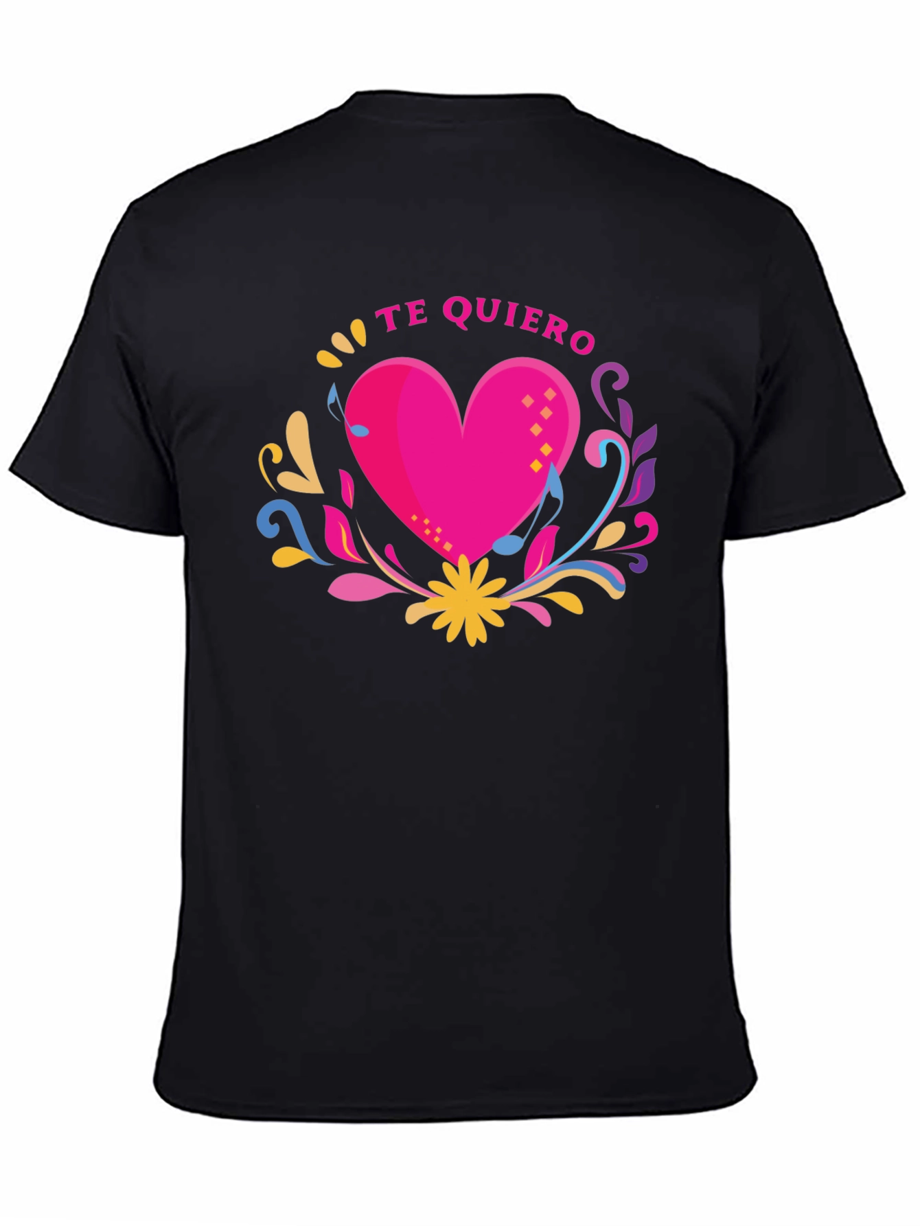 Black Te Quiero Heart Graphic Black T-Shirt view 4