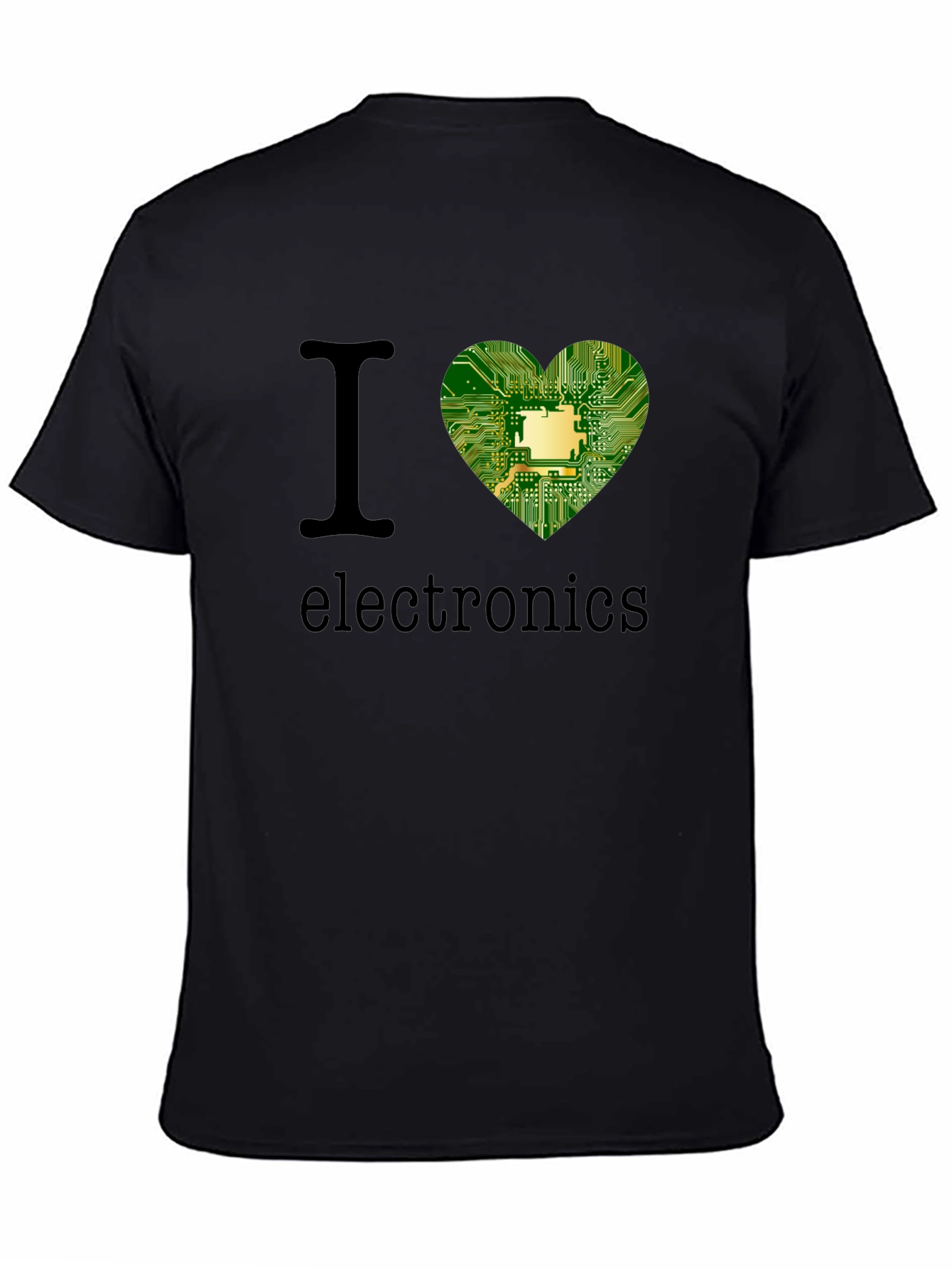 Black I Heart Electronics T-Shirt - Circuit Board Design view 4