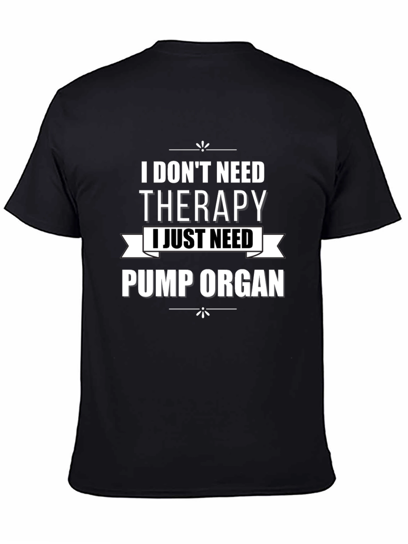 Black Funny Pump Organ T-Shirt view 4