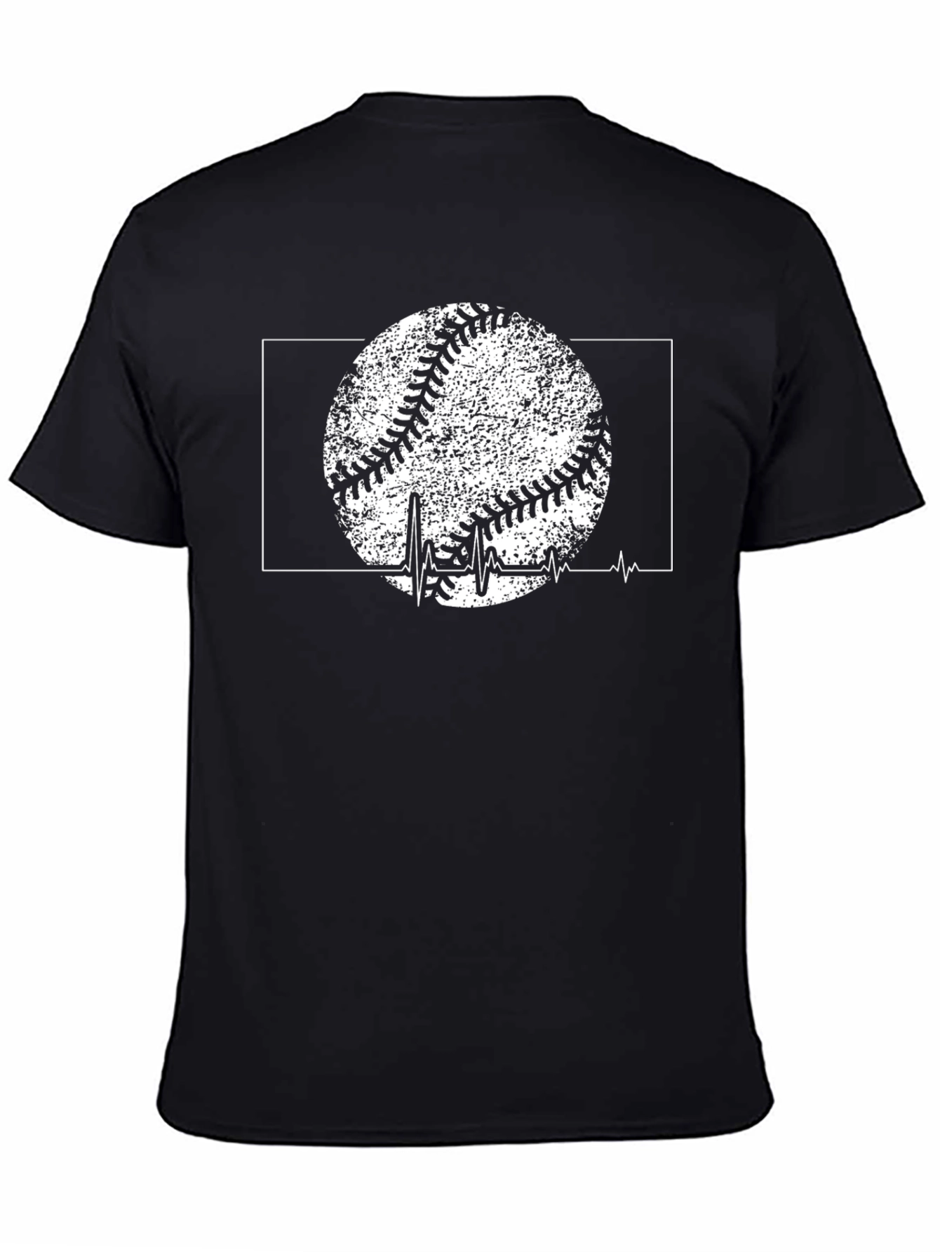 Black Baseball Heartbeat Graphic Tee view 4