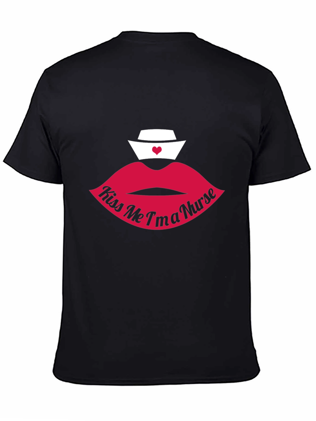 Black Kiss Me I'm A Nurse Lips Graphic T-Shirt view 4