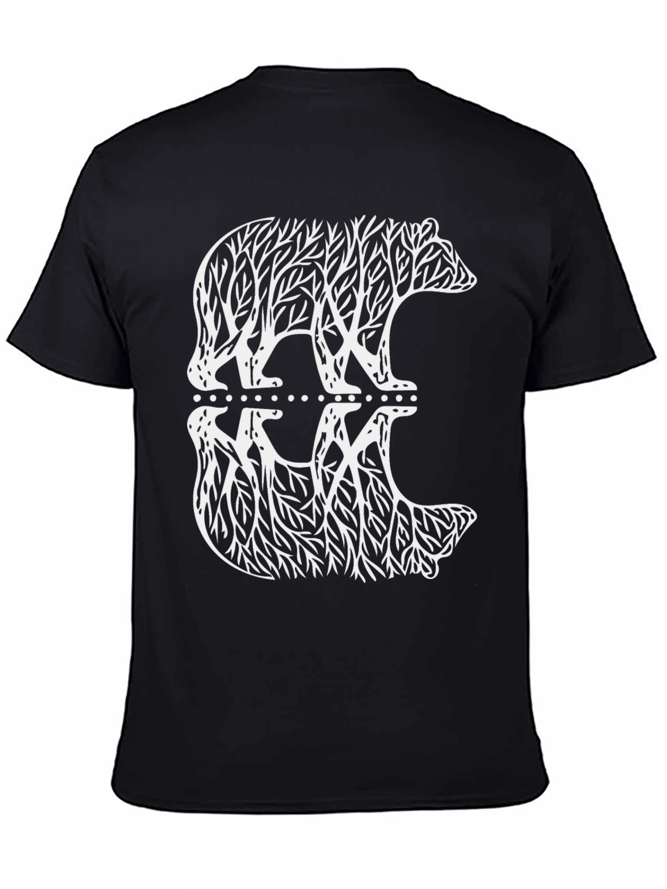 Black Nature Bear Graphic Tee - Black Cotton Blend T-Shirt view 4