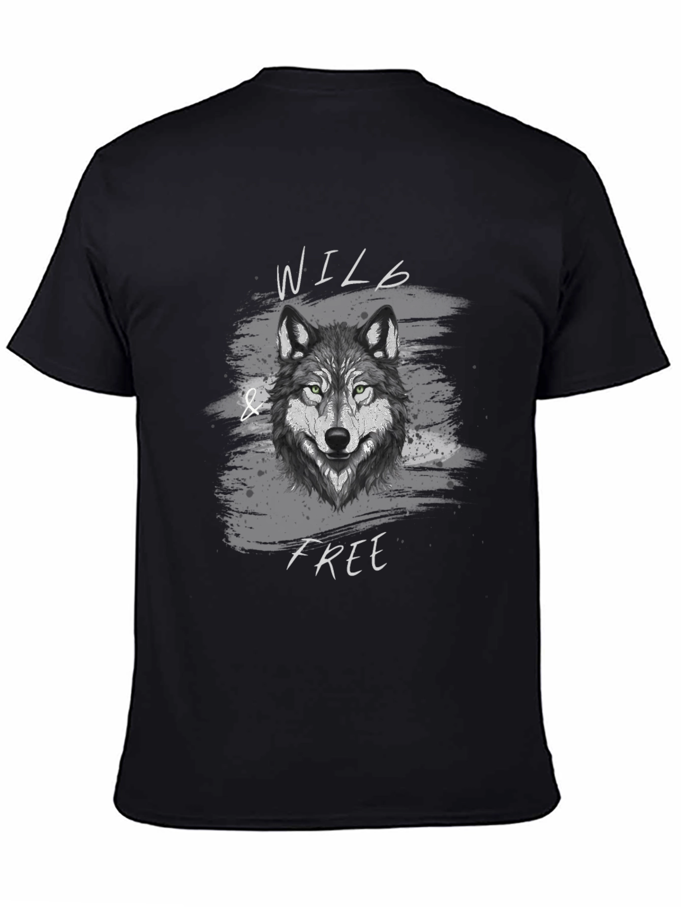 Black Wild & Free Wolf Graphic T-Shirt view 4