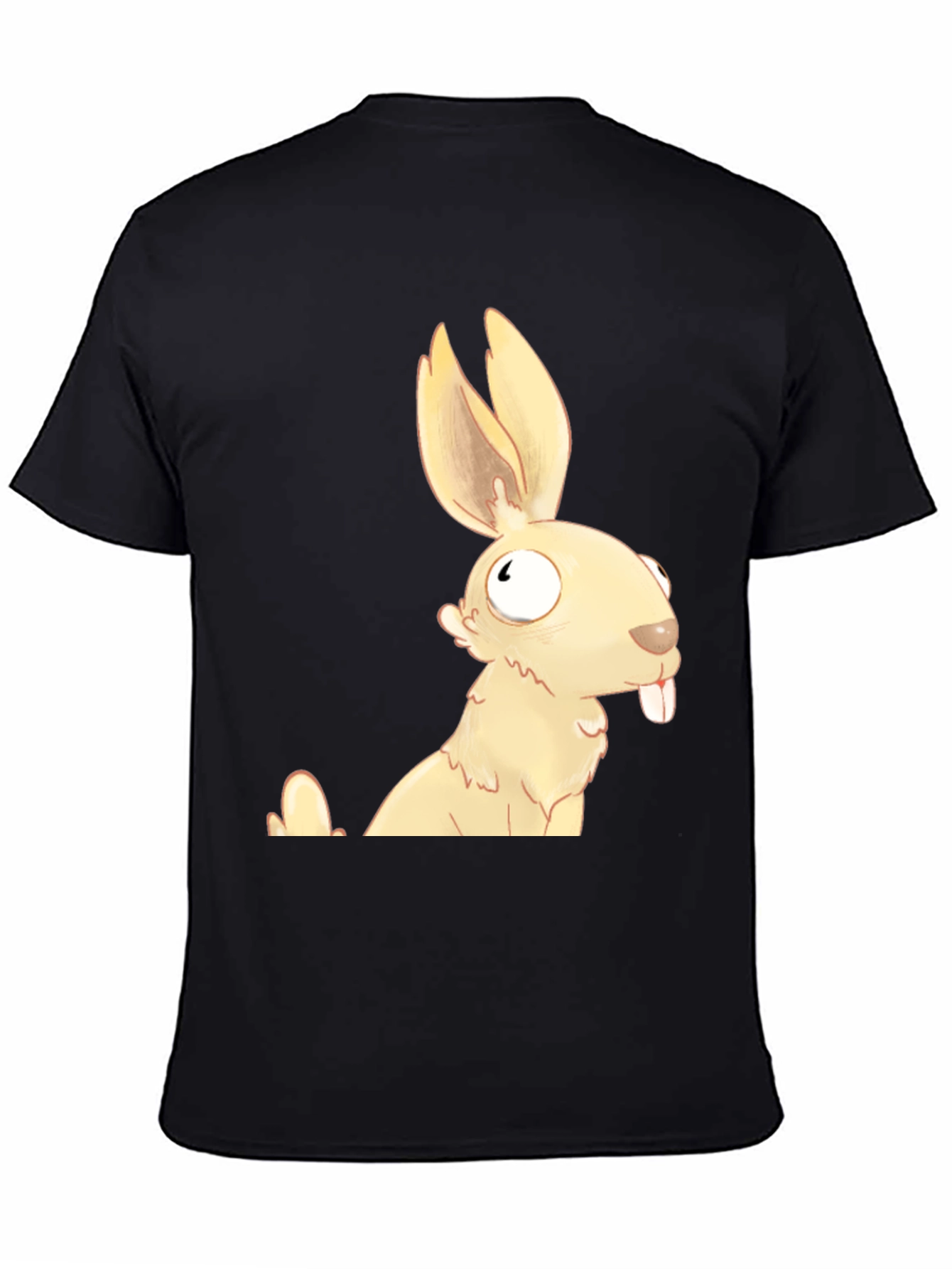 Black Funny Cartoon Rabbit Graphic T-Shirt view 4