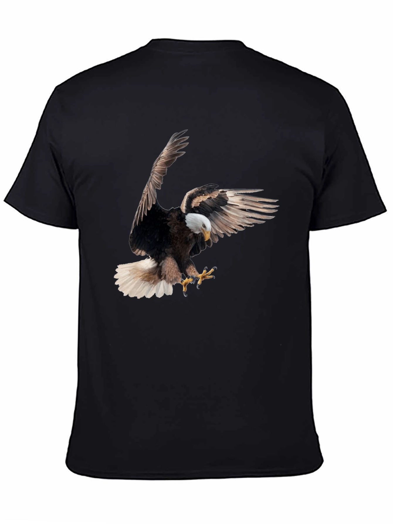Black Bald Eagle Graphic Tee - Black Cotton Blend view 4