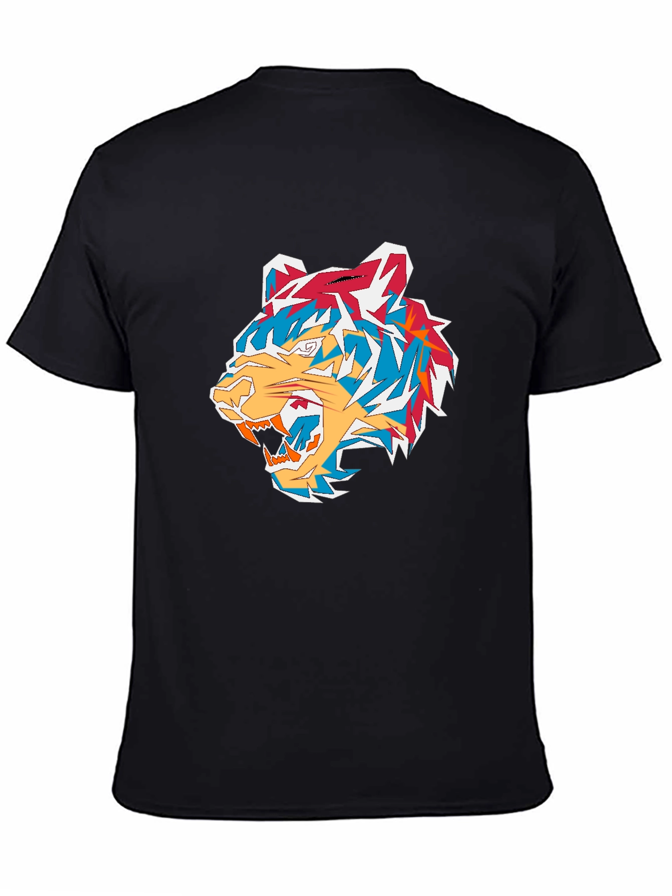 Black Cool Tiger Graphic Print Black T-Shirt view 4