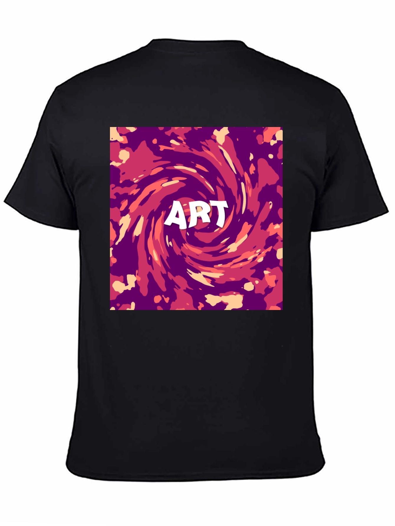 Black Abstract Art Swirl Graphic Print T-Shirt view 4